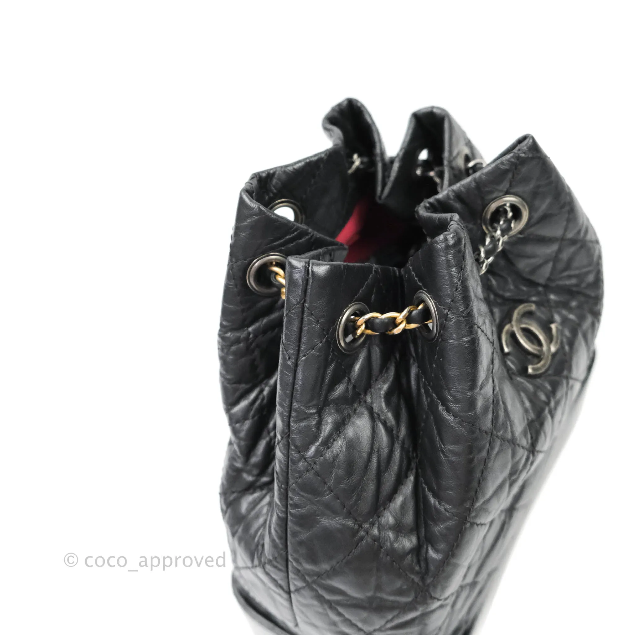 Chanel Quilted Small Gabrielle Backpack Black Aged Calfskin