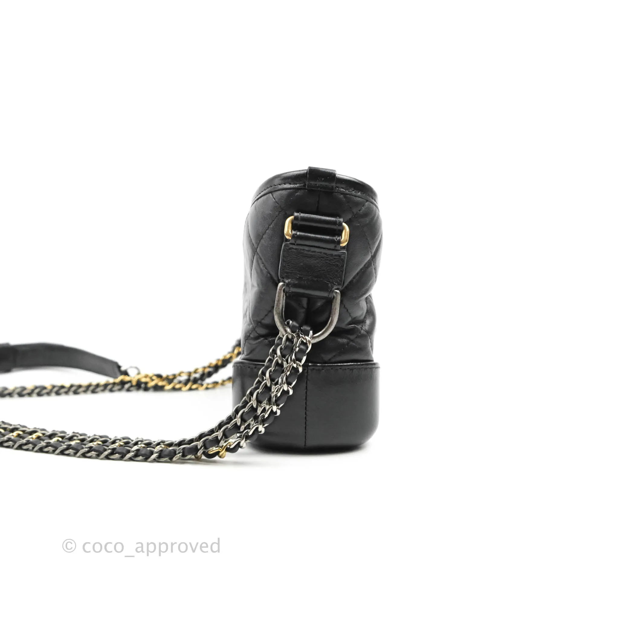 Chanel Quilted Small Gabrielle Hobo Black Calfskin Mixed Hardware