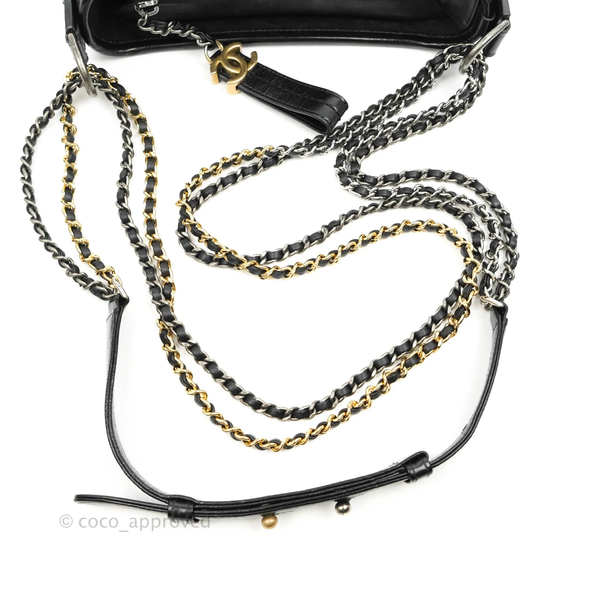Chanel Quilted Small Gabrielle Hobo Black Calfskin Mixed Hardware
