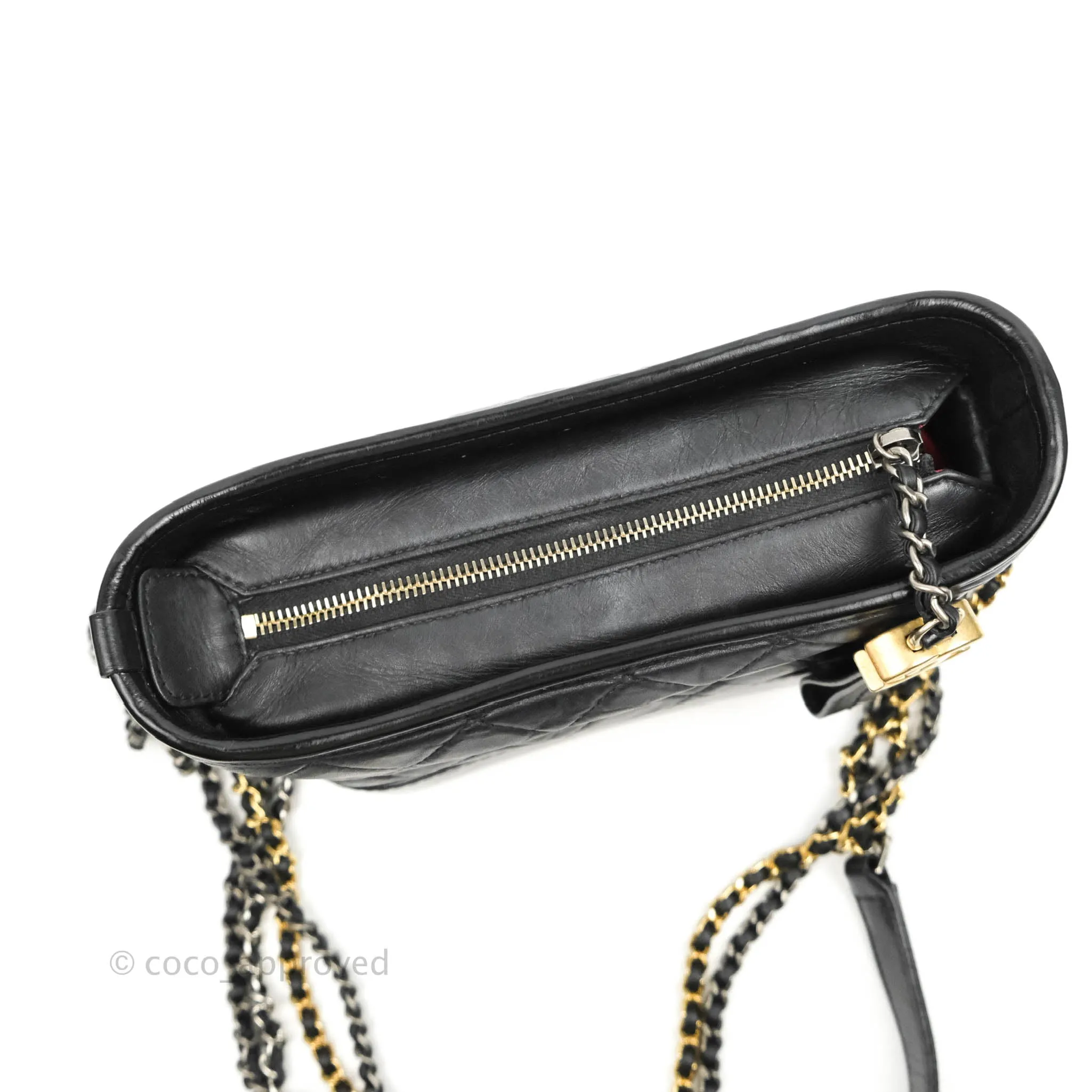 Chanel Quilted Small Gabrielle Hobo Black Calfskin Mixed Hardware