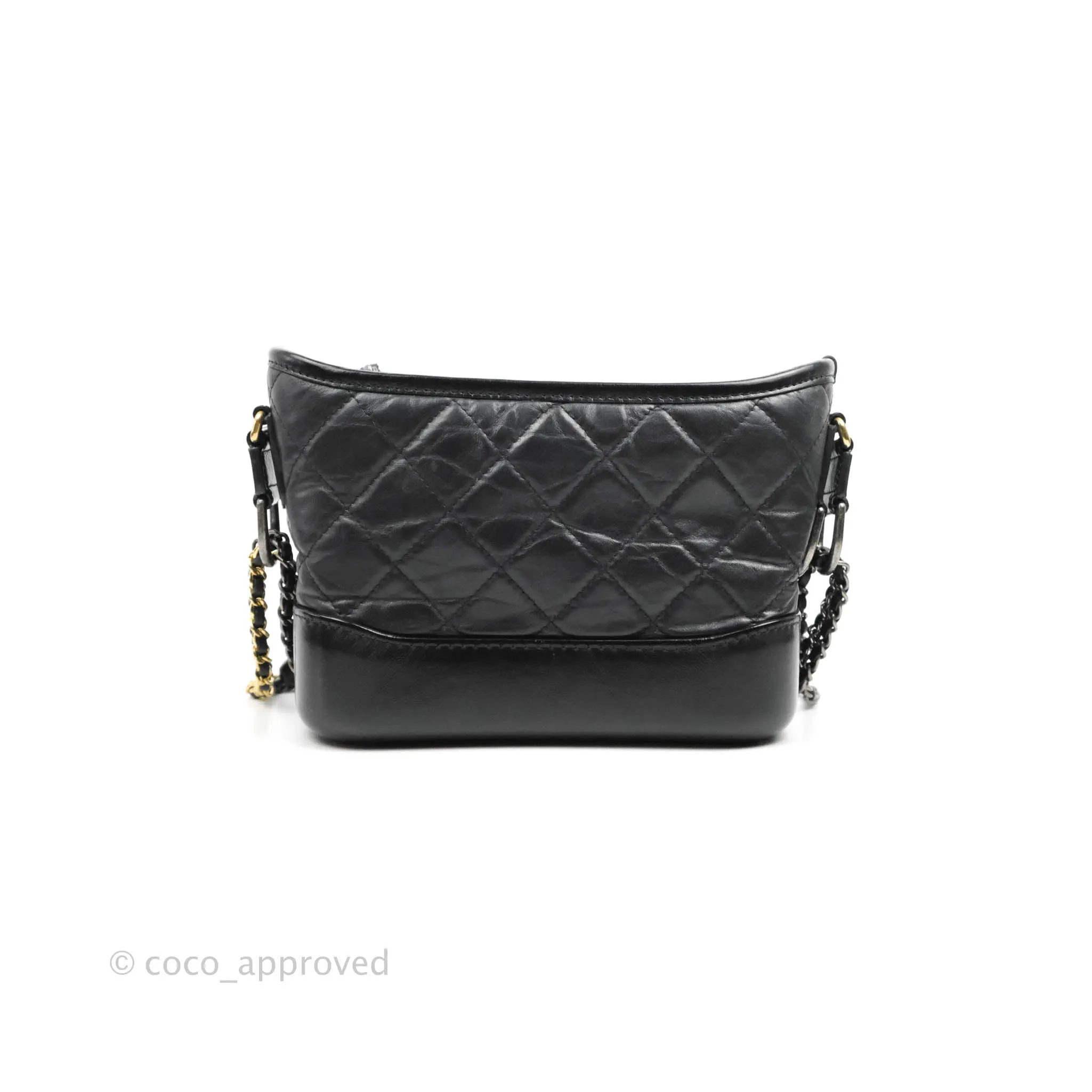 Chanel Quilted Small Gabrielle Hobo Black Calfskin Mixed Hardware