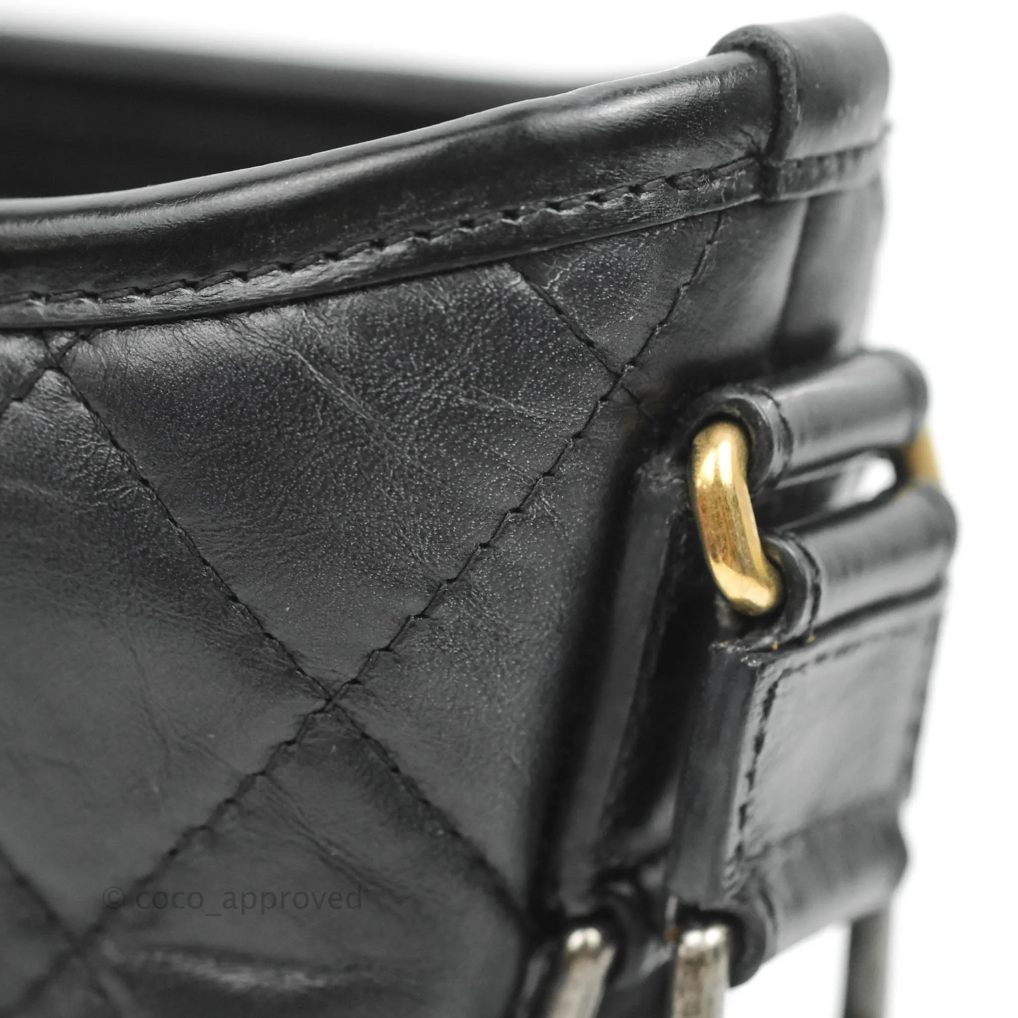 Chanel Quilted Small Gabrielle Hobo Black Calfskin Mixed Hardware