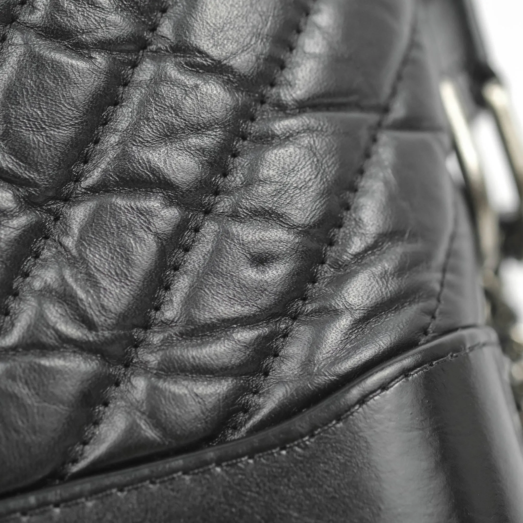 Chanel Quilted Small Gabrielle Hobo Black Chevron Aged Calfskin Mixed Hardware