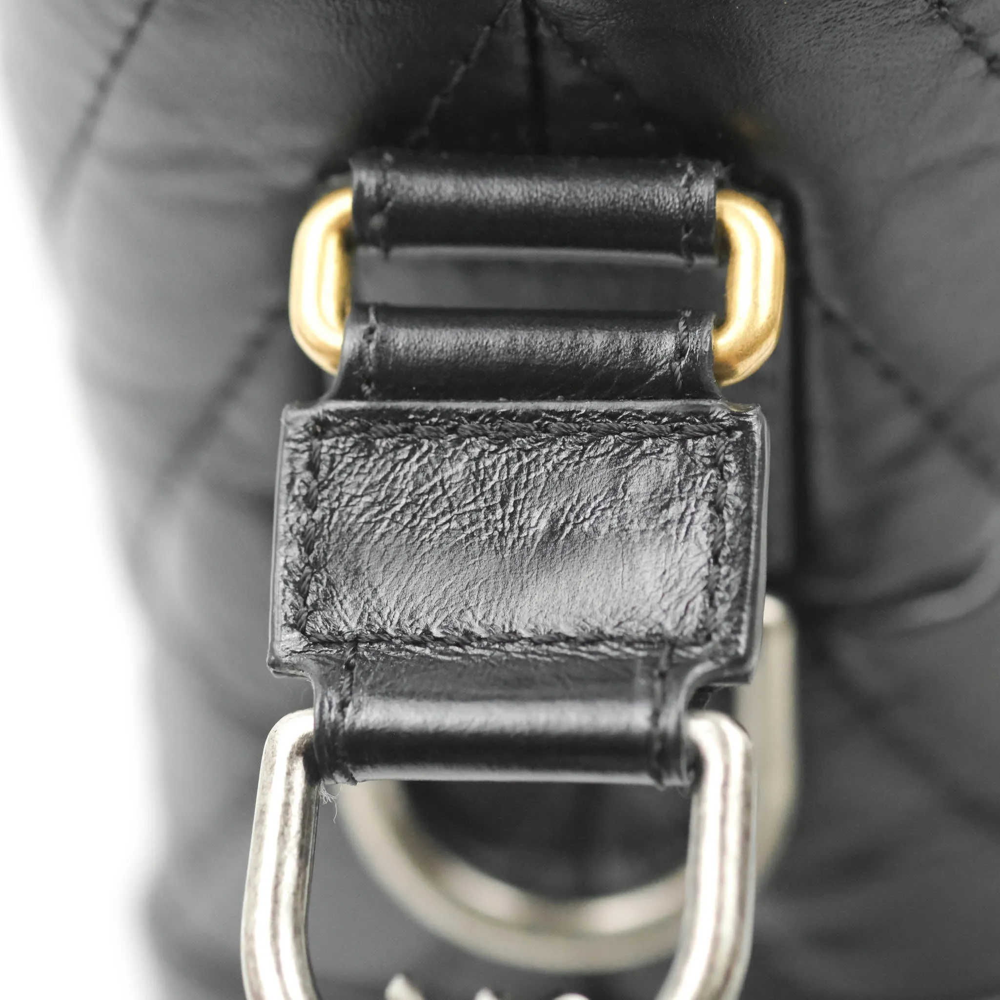 Chanel Quilted Small Gabrielle Hobo Black Chevron Aged Calfskin Mixed Hardware