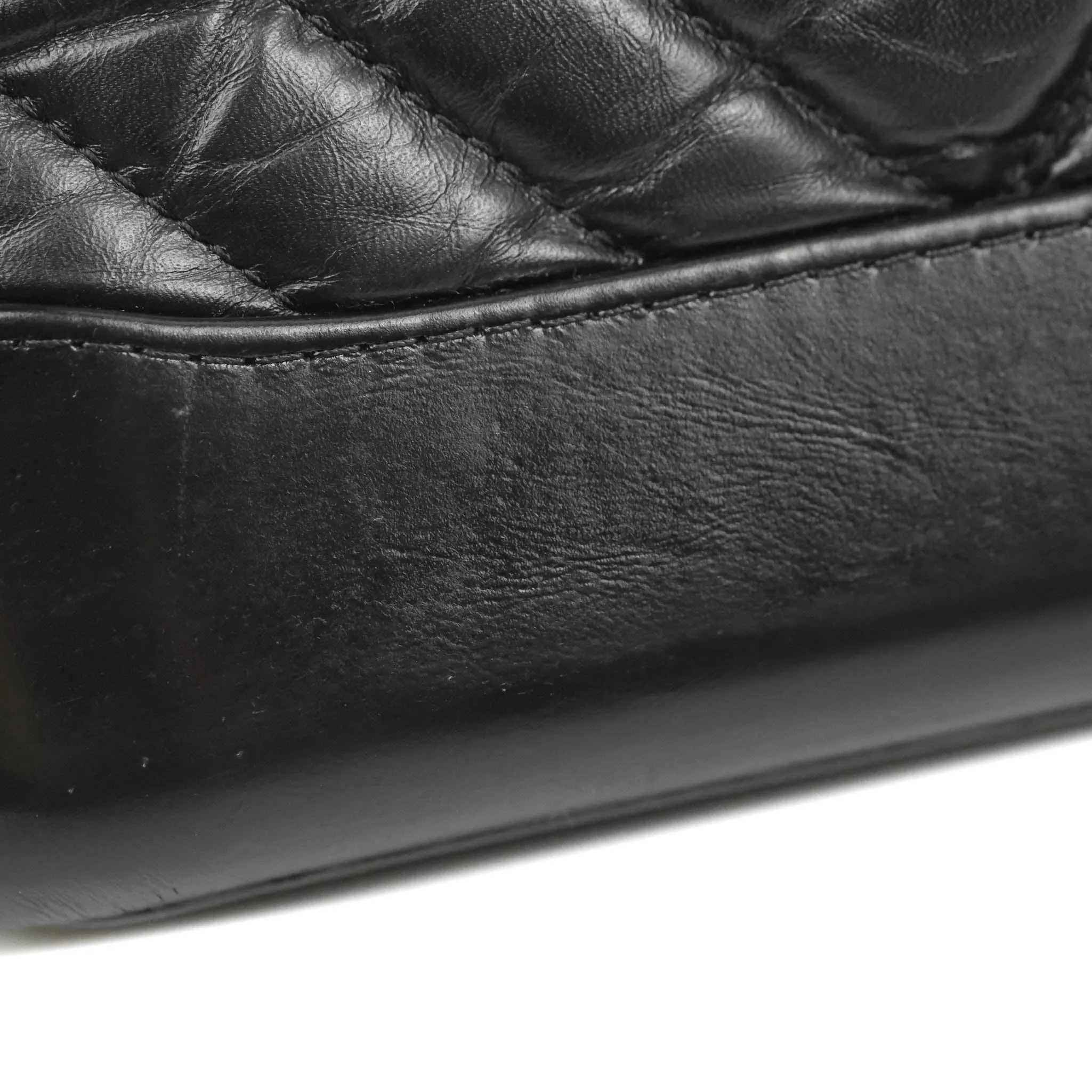 Chanel Quilted Small Gabrielle Hobo Black Chevron Aged Calfskin Mixed Hardware