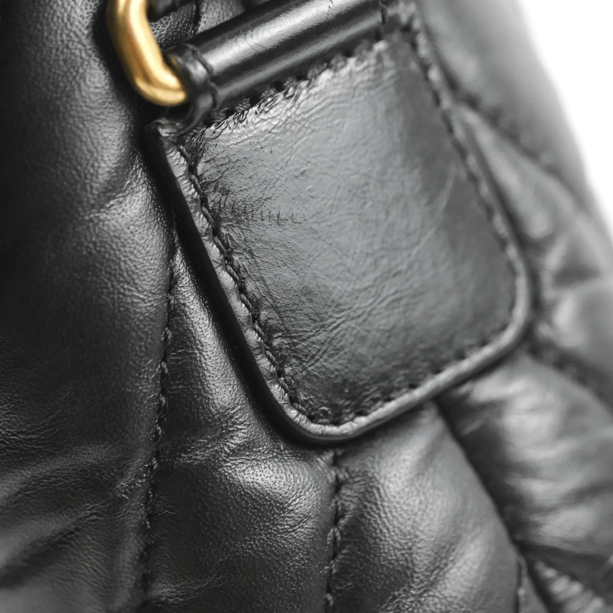 Chanel Quilted Small Gabrielle Hobo Black Chevron Aged Calfskin Mixed Hardware