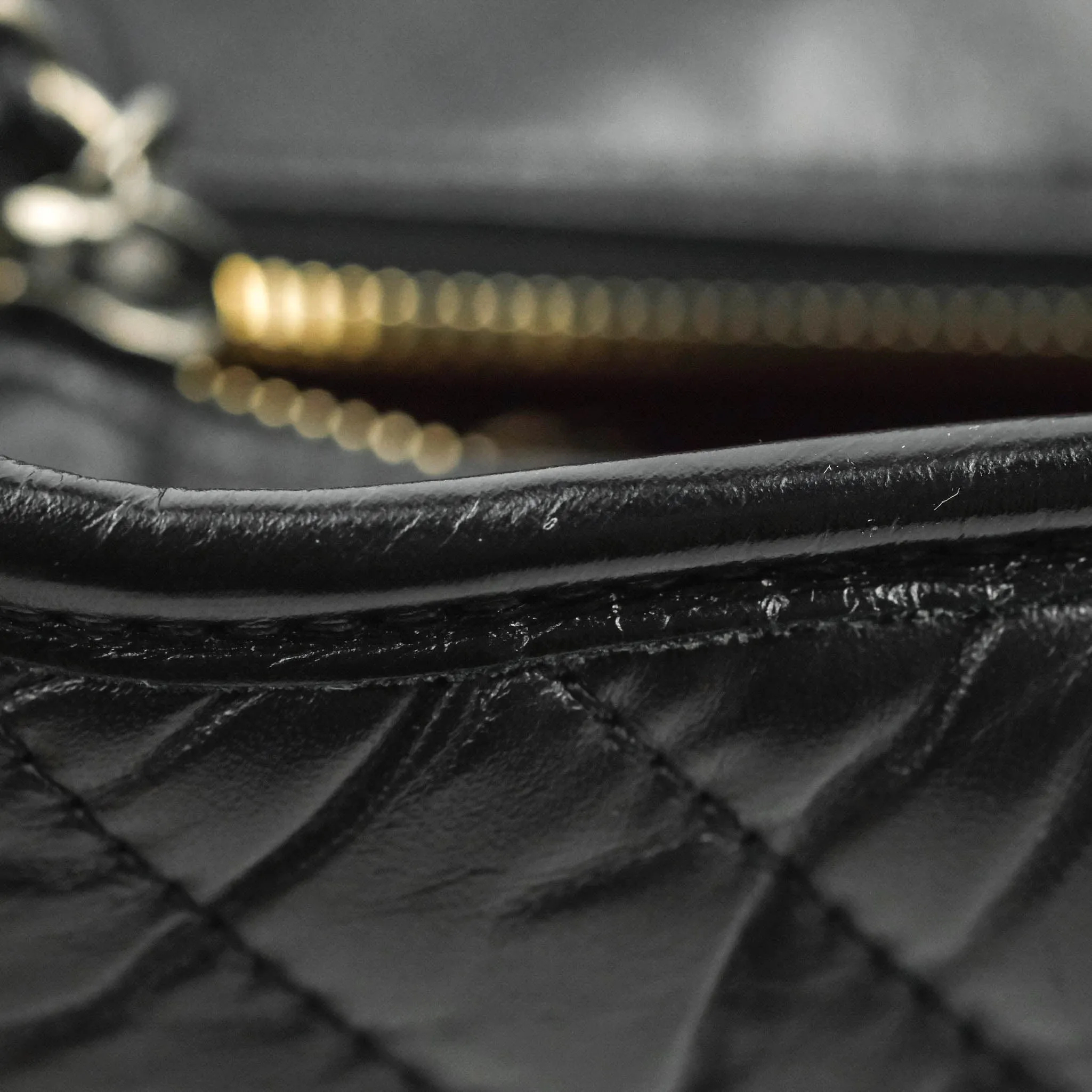 Chanel Quilted Small Gabrielle Hobo Black Chevron Aged Calfskin Mixed Hardware