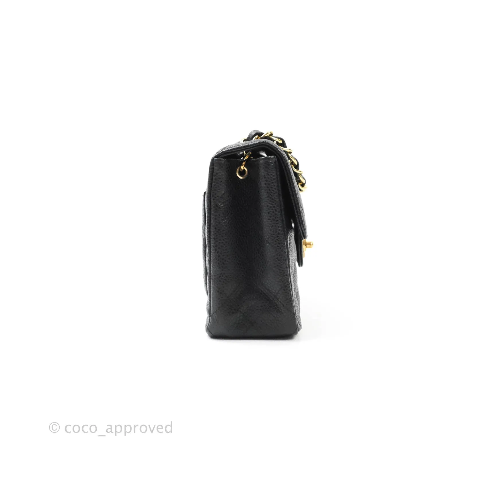 Chanel Quilted Vintage Mini Square Flap Black Caviar 24K Gold Hardware
