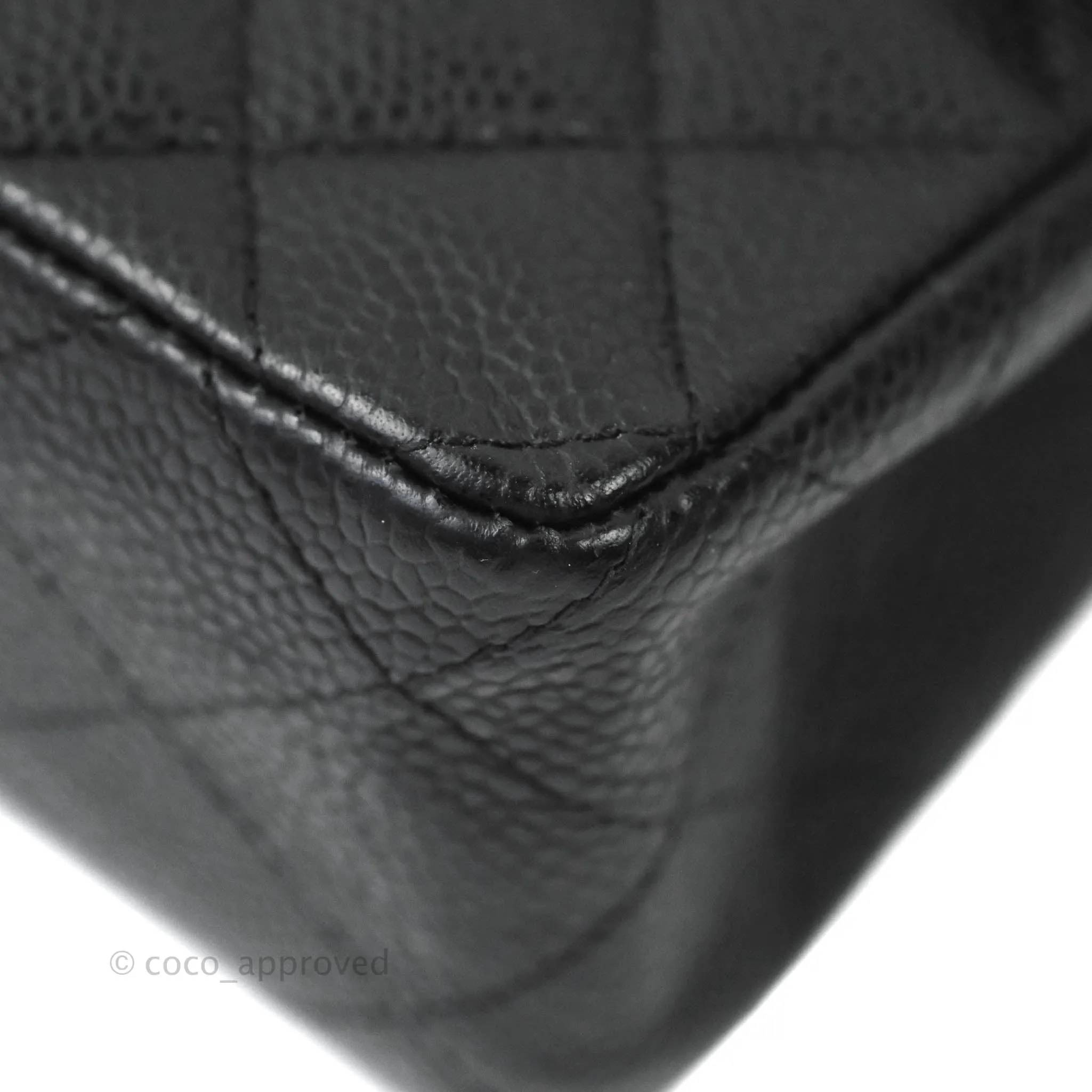 Chanel Quilted Vintage Mini Square Flap Black Caviar 24K Gold Hardware