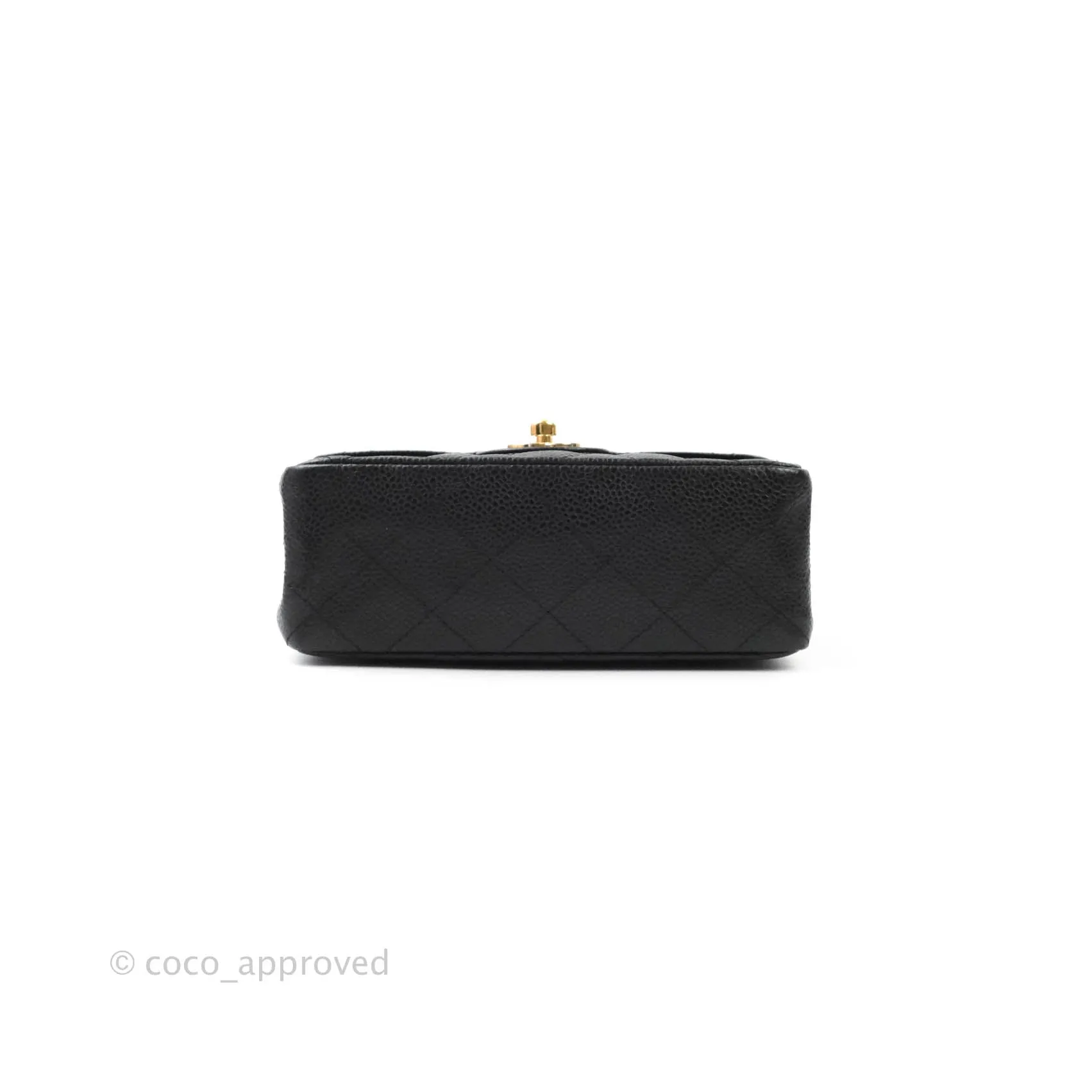 Chanel Quilted Vintage Mini Square Flap Black Caviar 24K Gold Hardware