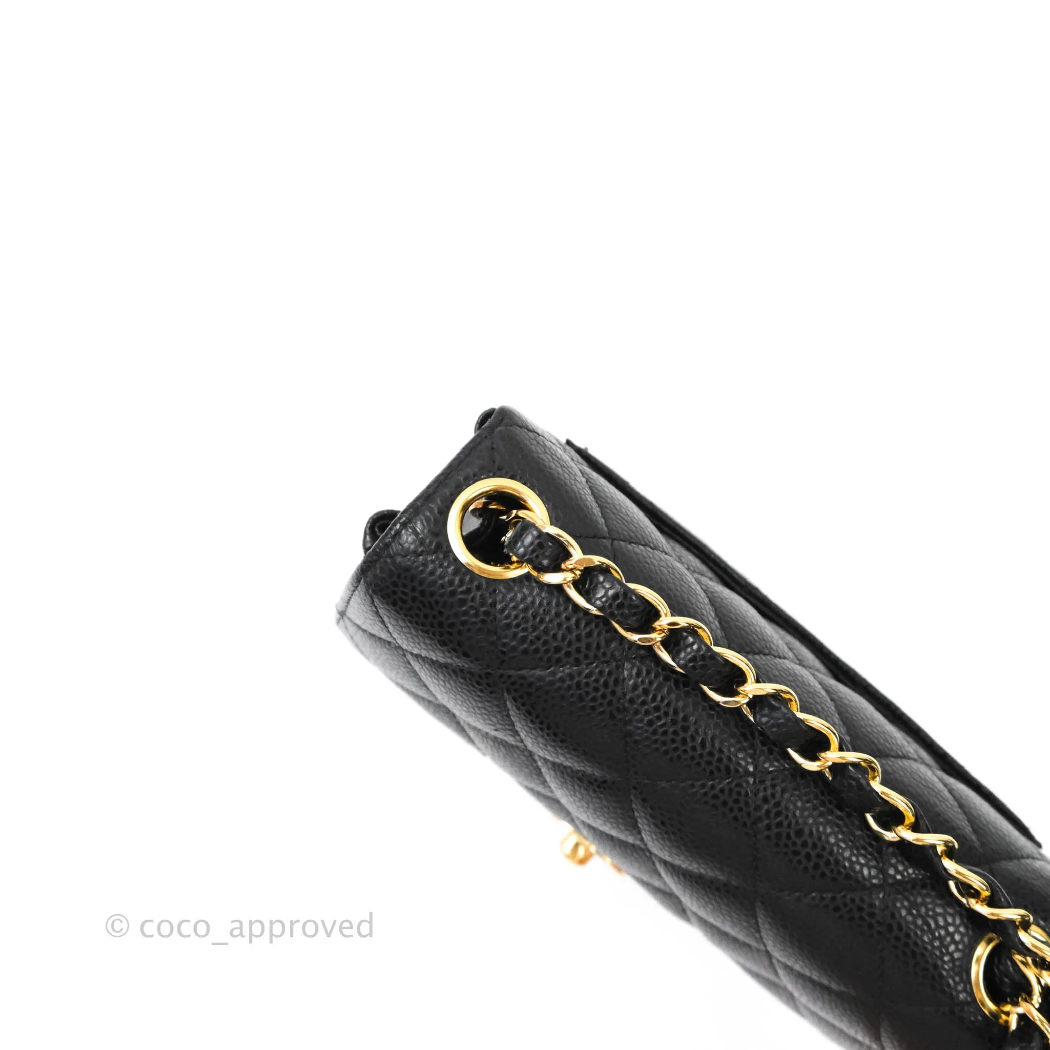 Chanel Quilted Vintage Mini Square Flap Black Caviar 24K Gold Hardware