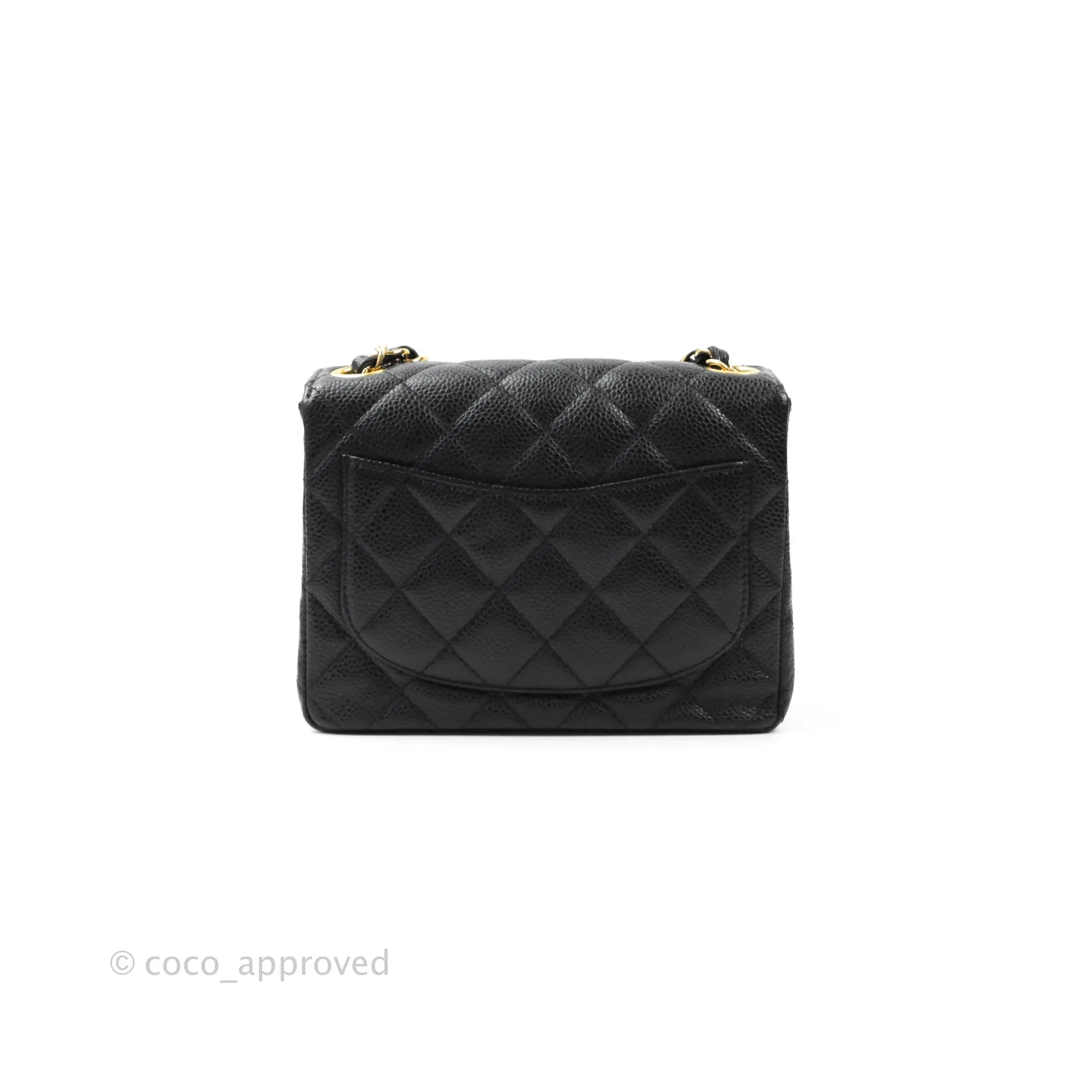 Chanel Quilted Vintage Mini Square Flap Black Caviar 24K Gold Hardware