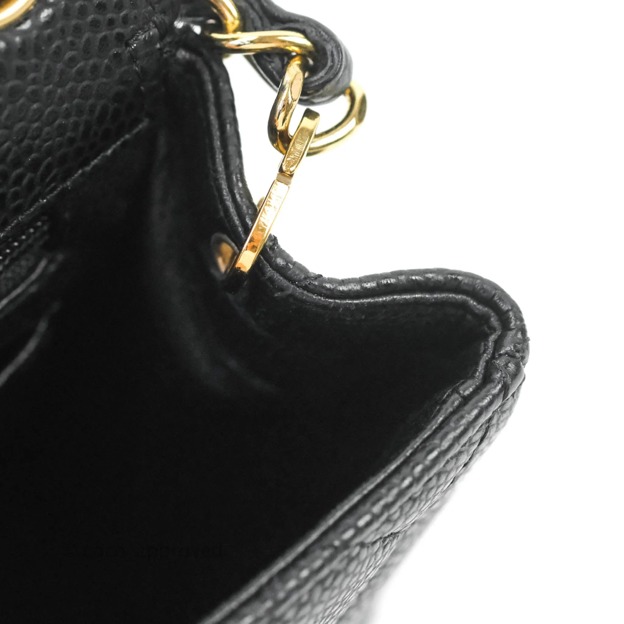 Chanel Quilted Vintage Mini Square Flap Black Caviar 24K Gold Hardware