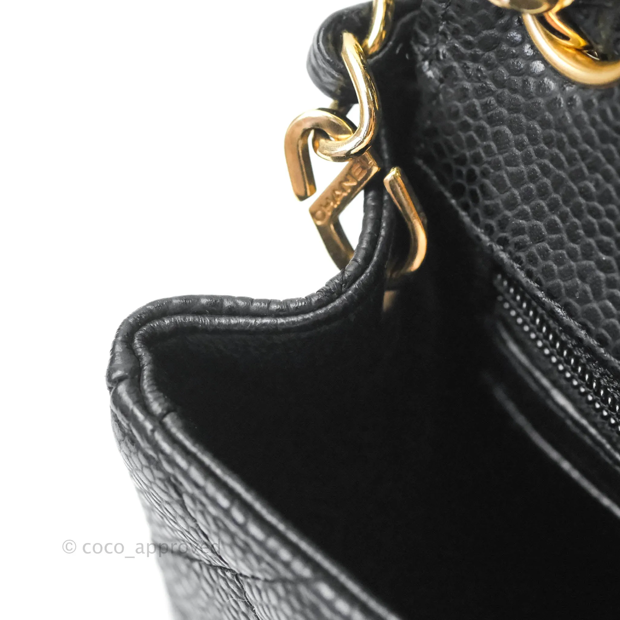 Chanel Quilted Vintage Mini Square Flap Black Caviar 24K Gold Hardware
