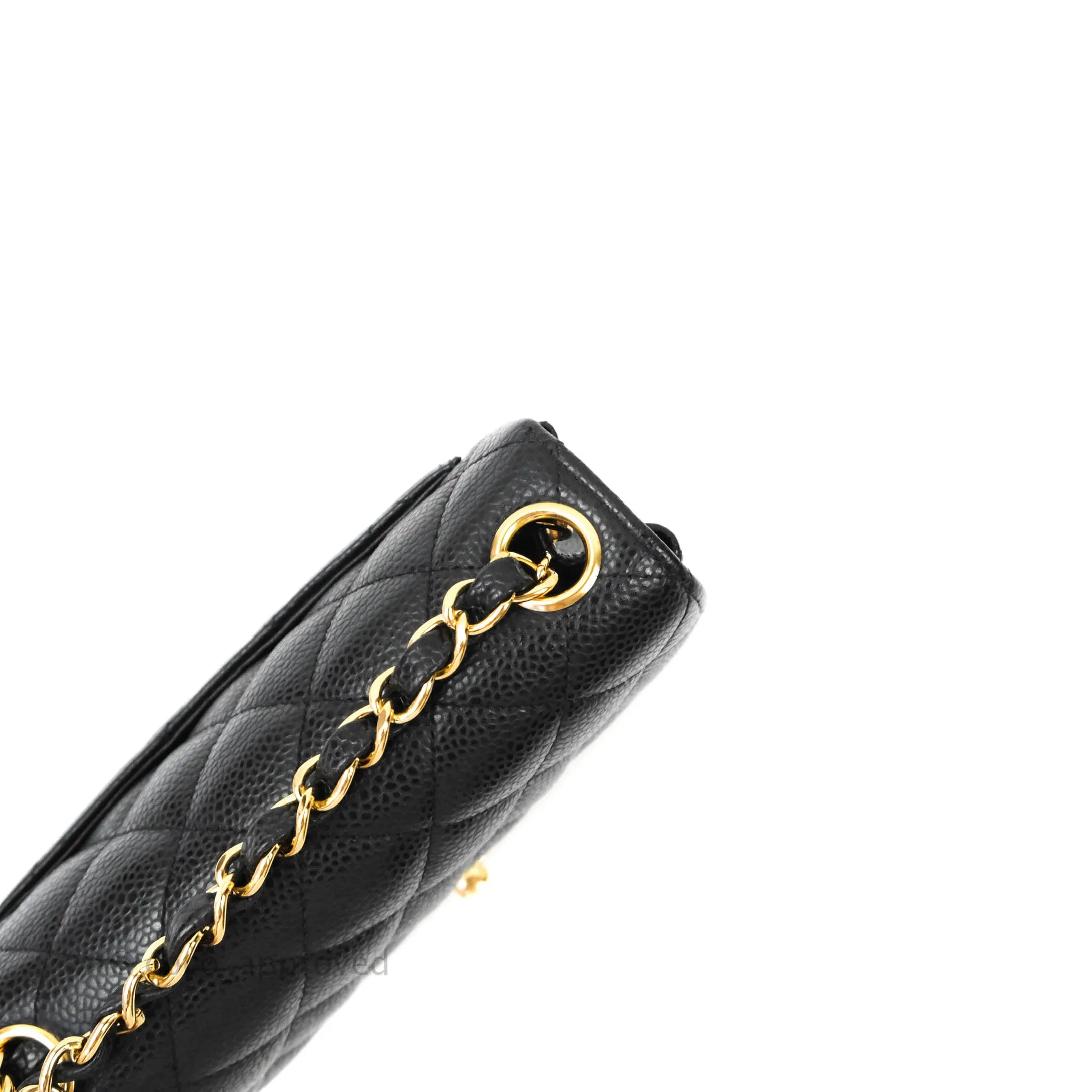 Chanel Quilted Vintage Mini Square Flap Black Caviar 24K Gold Hardware