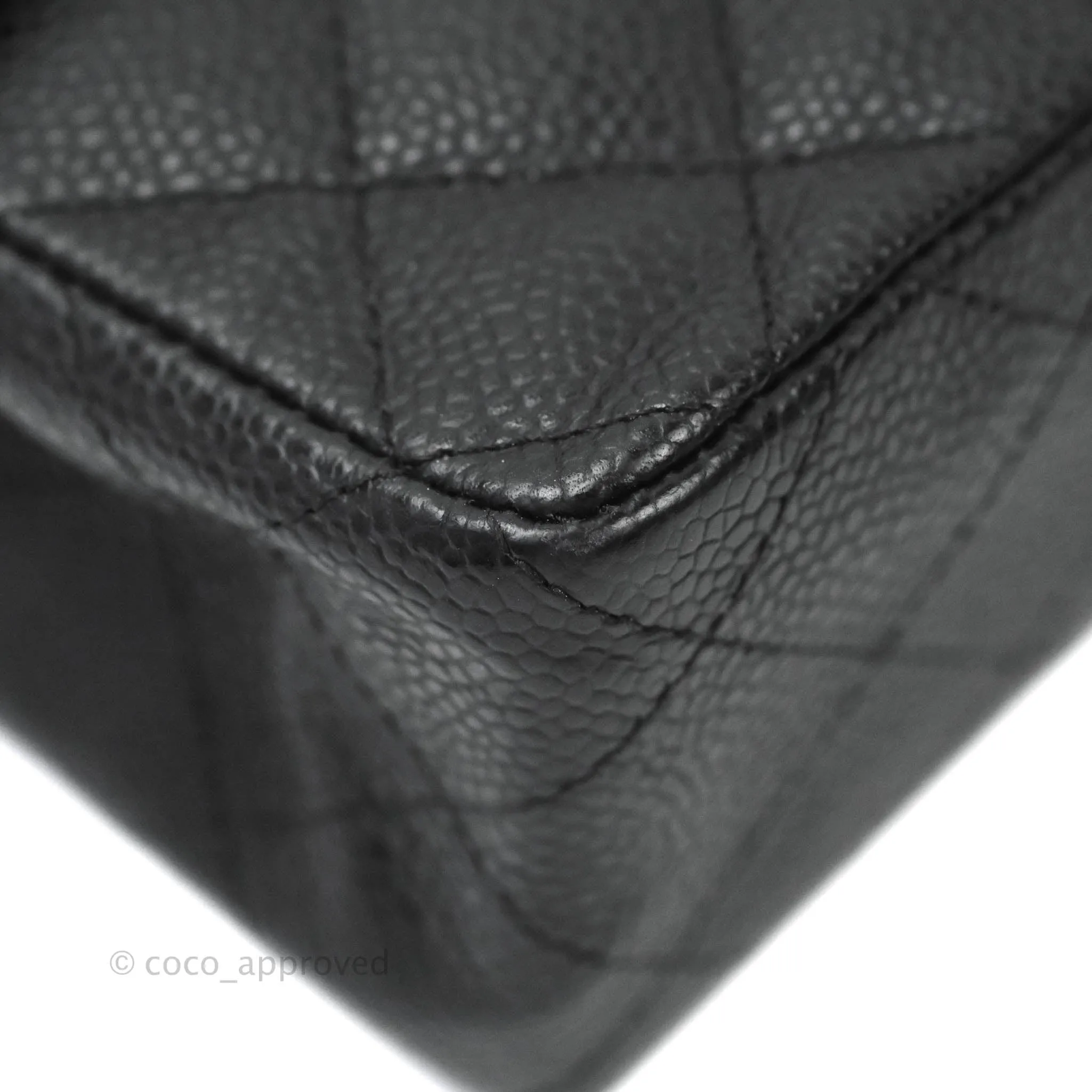 Chanel Quilted Vintage Mini Square Flap Black Caviar 24K Gold Hardware