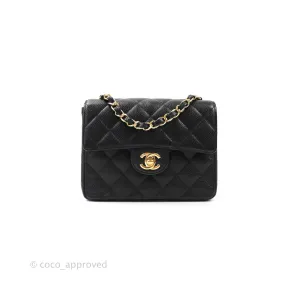 Chanel Quilted Vintage Mini Square Flap Black Caviar 24K Gold Hardware