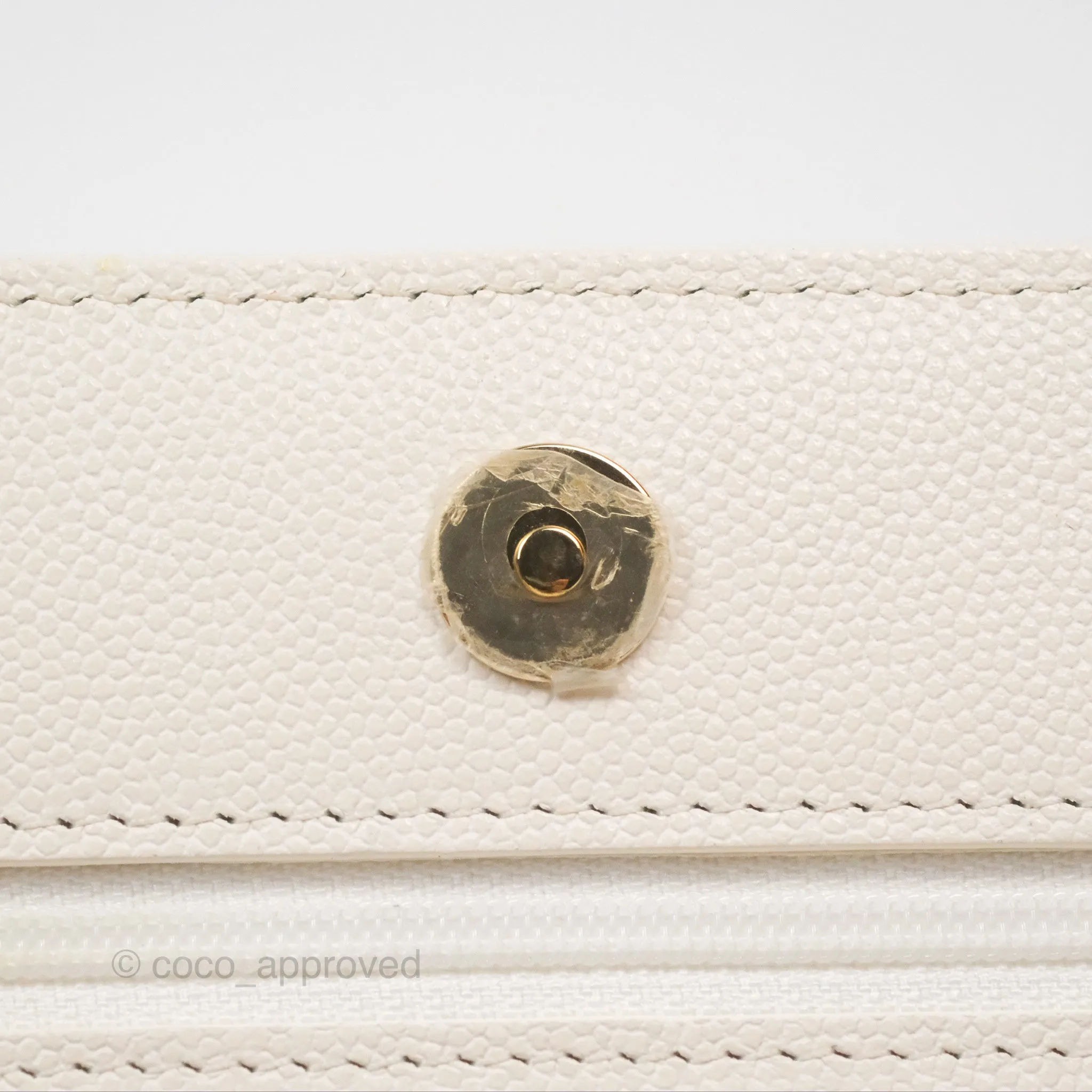 Chanel Quilted Wallet On Chain WOC With Charms White Caviar Gold Hardware