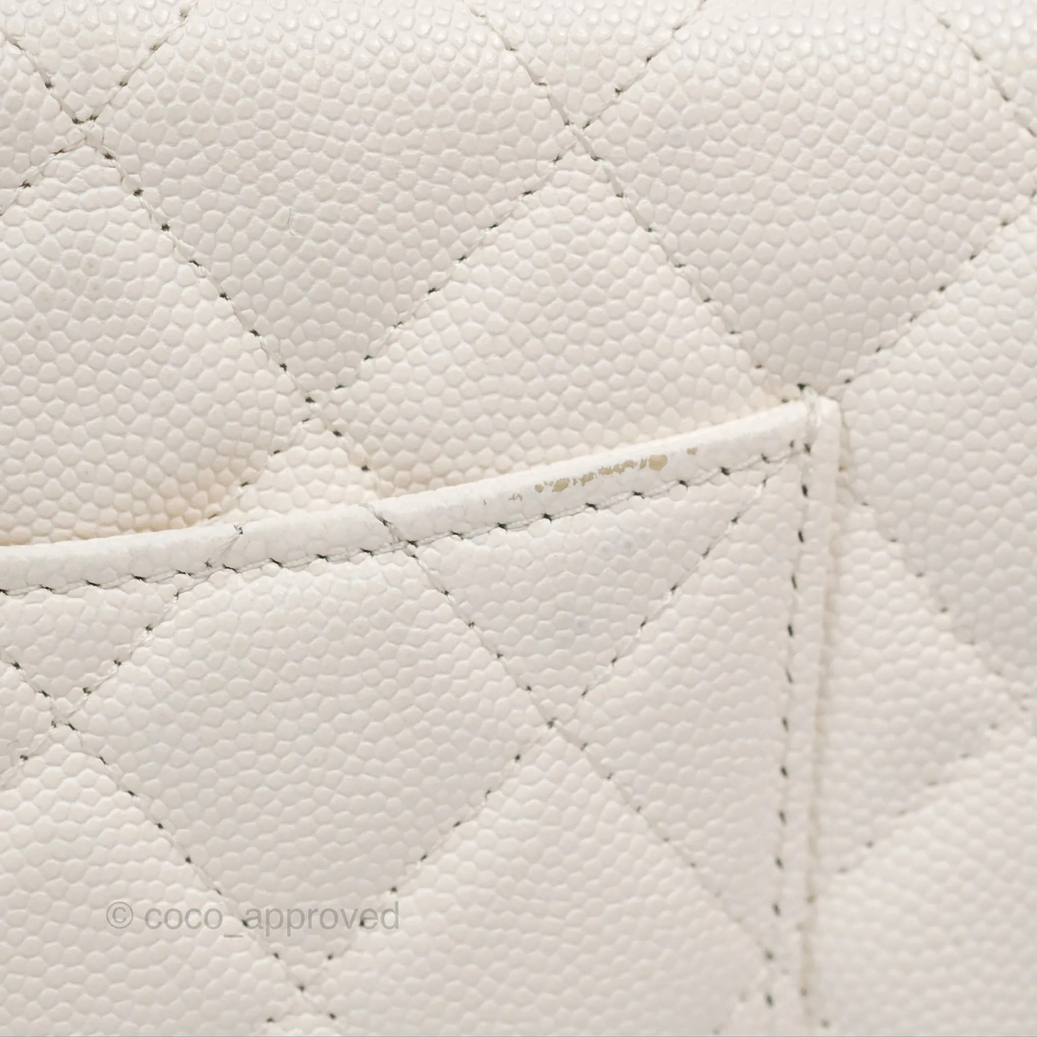 Chanel Quilted Wallet On Chain WOC With Charms White Caviar Gold Hardware