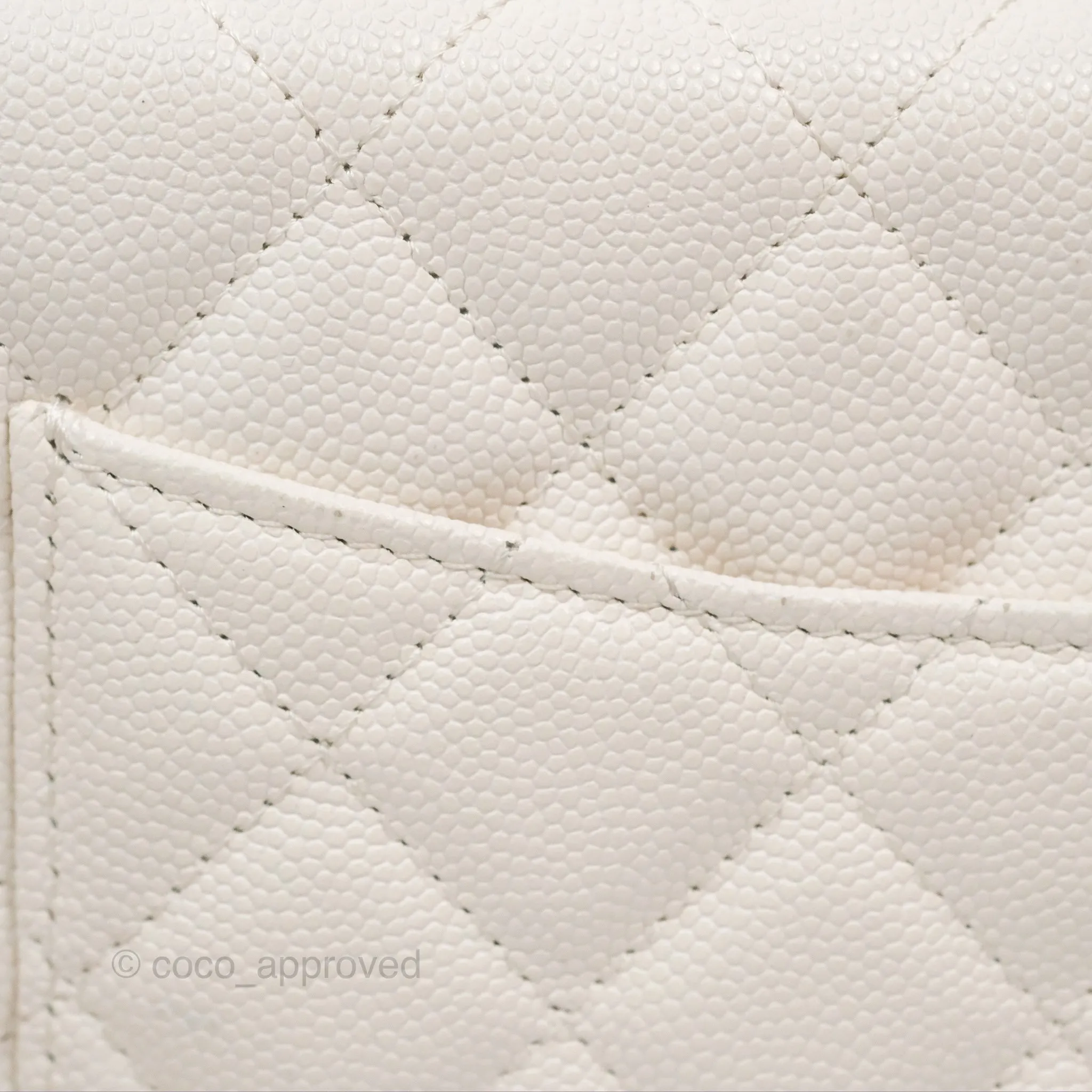 Chanel Quilted Wallet On Chain WOC With Charms White Caviar Gold Hardware