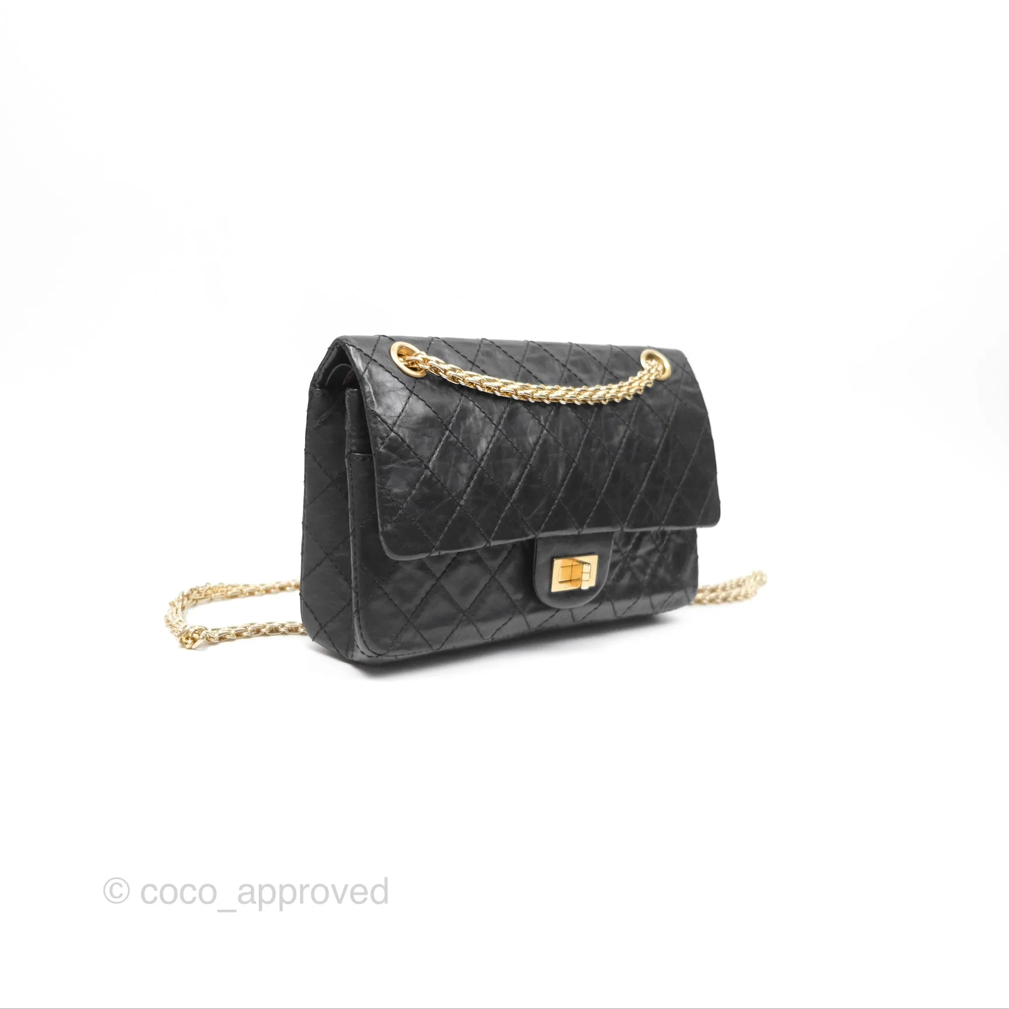 Chanel Reissue 225 Quilted Black Aged Calfskin Aged Gold Hardware