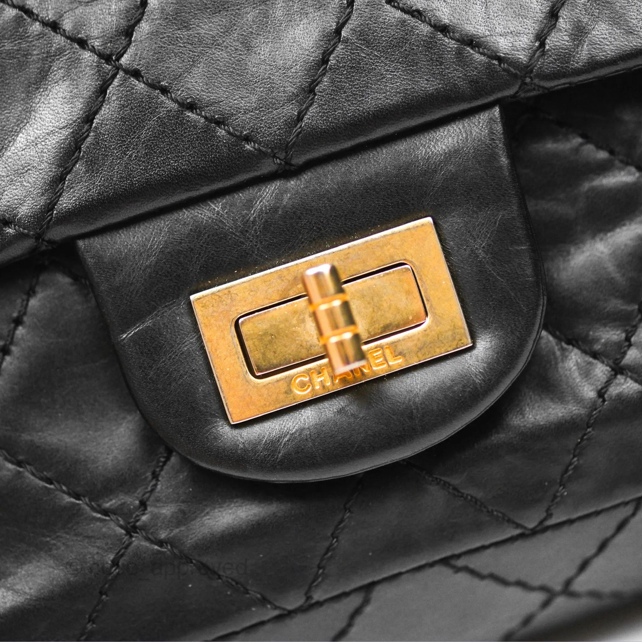 Chanel Reissue 225 Quilted Black Aged Calfskin Aged Gold Hardware
