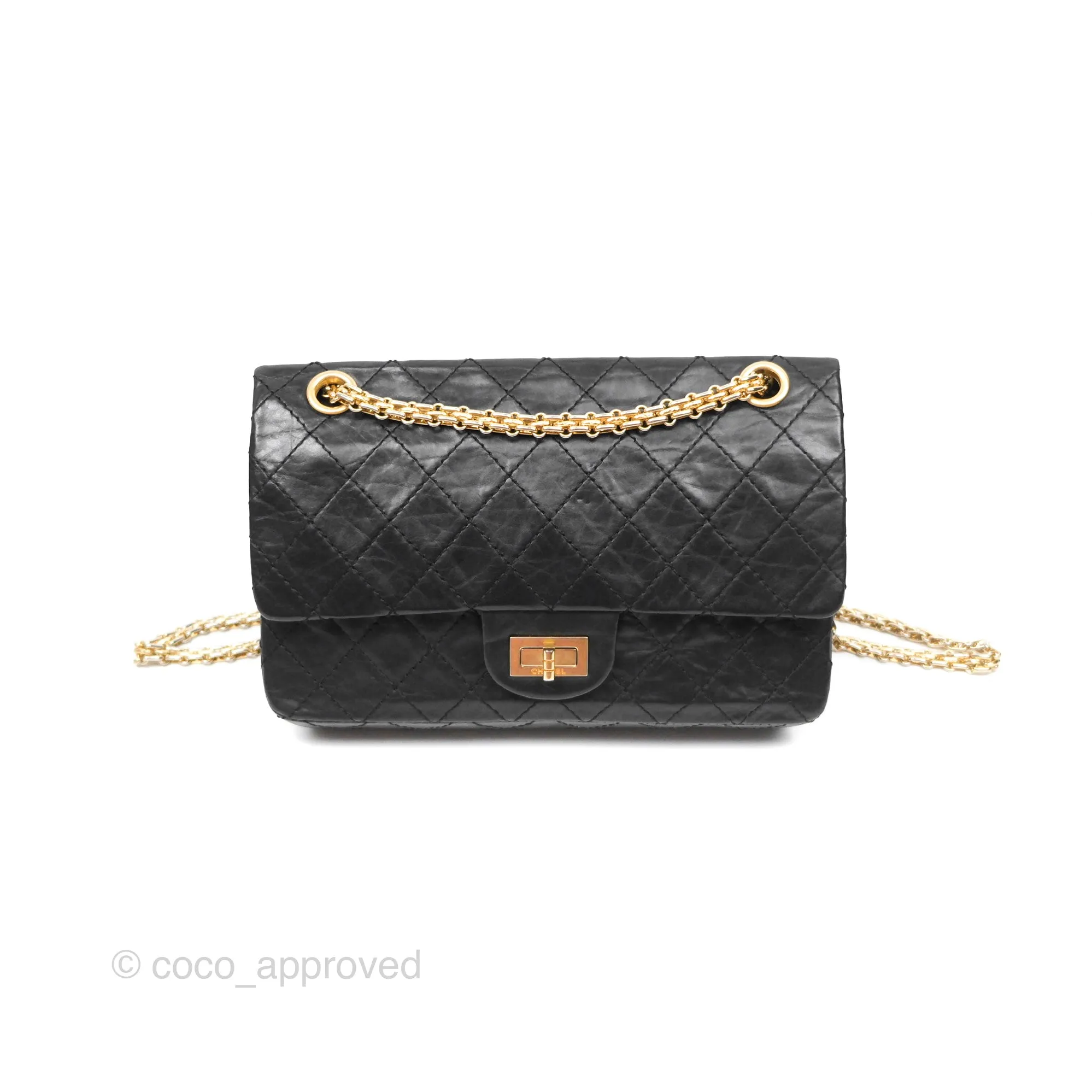 Chanel Reissue 225 Quilted Black Aged Calfskin Aged Gold Hardware