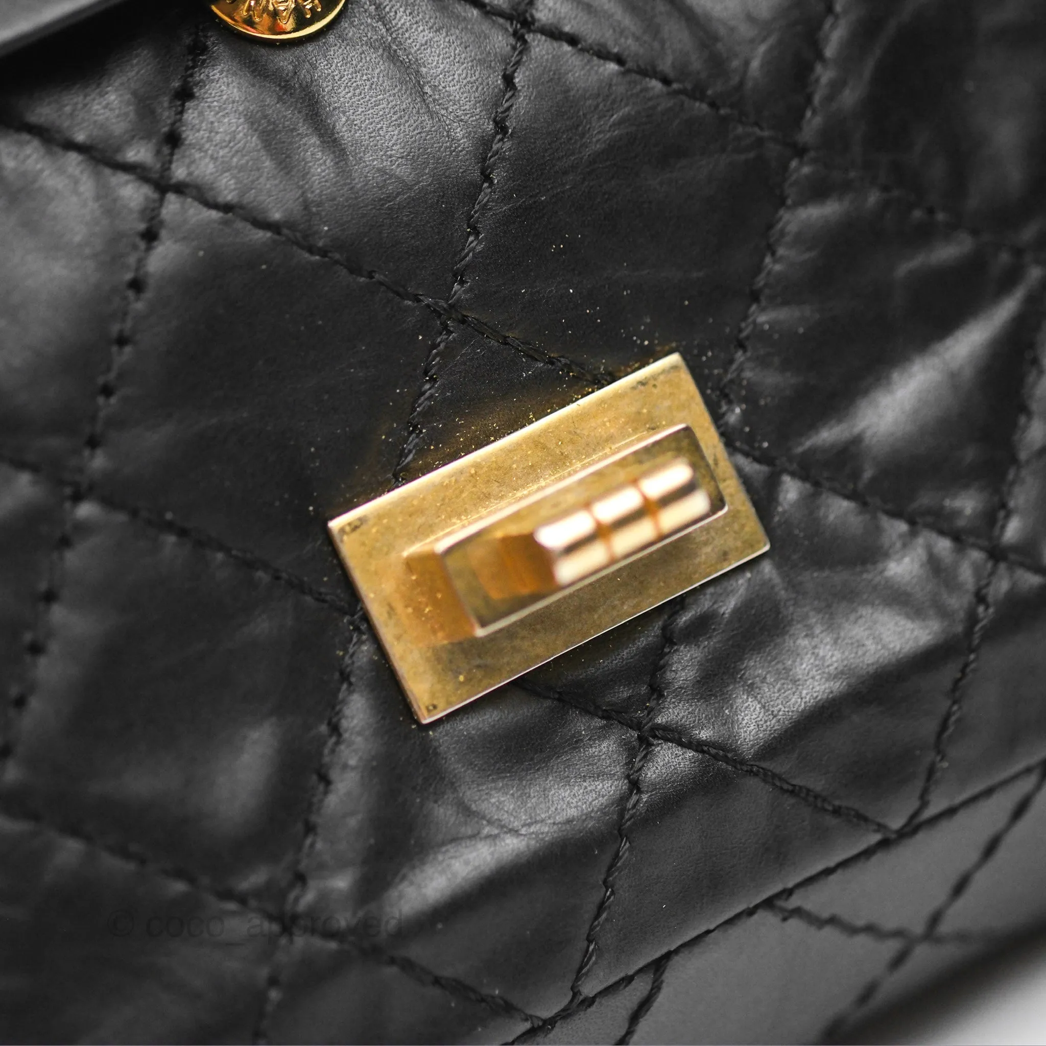 Chanel Reissue 225 Quilted Black Aged Calfskin Aged Gold Hardware