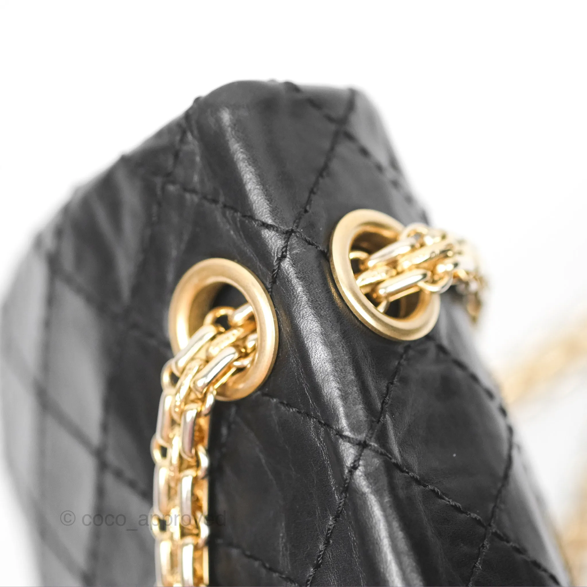 Chanel Reissue 225 Quilted Black Aged Calfskin Aged Gold Hardware