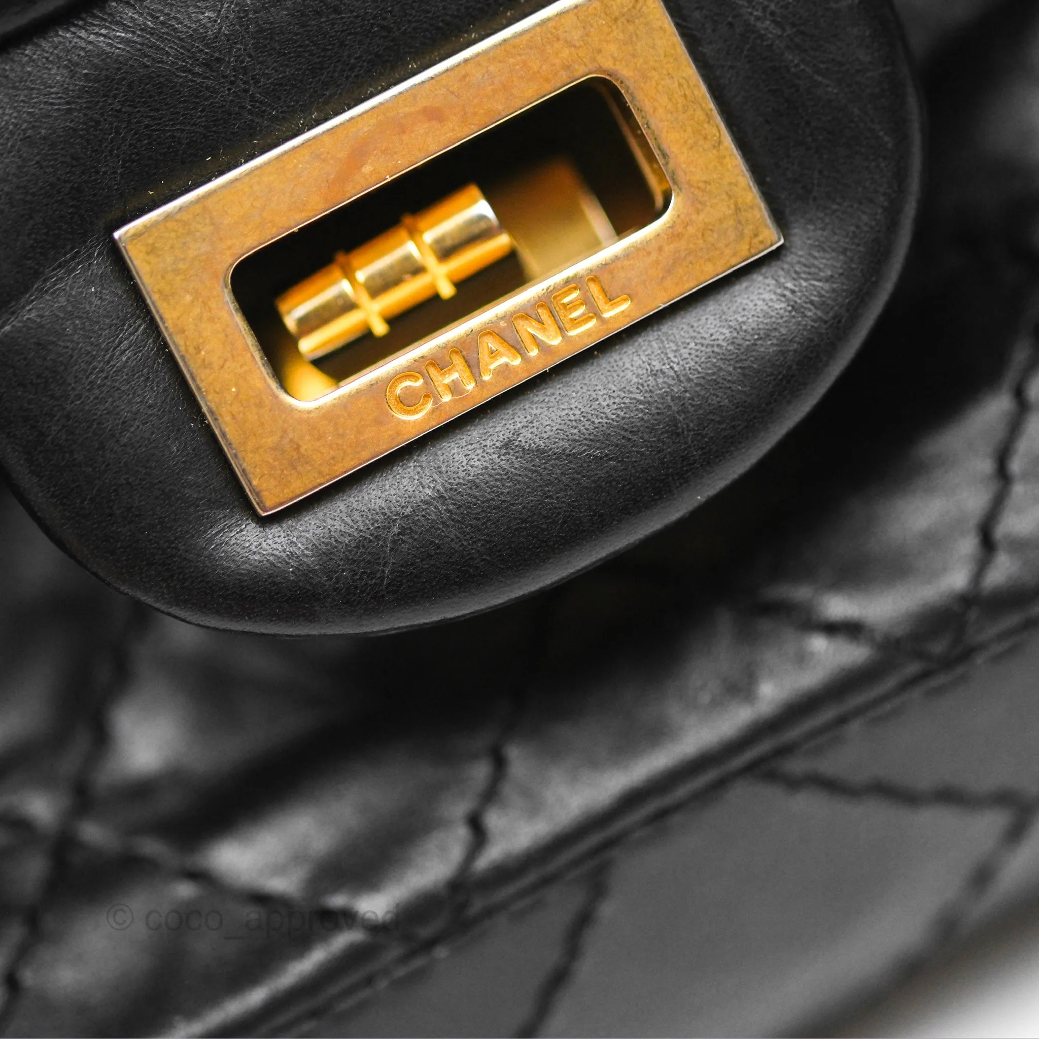 Chanel Reissue 225 Quilted Black Aged Calfskin Aged Gold Hardware