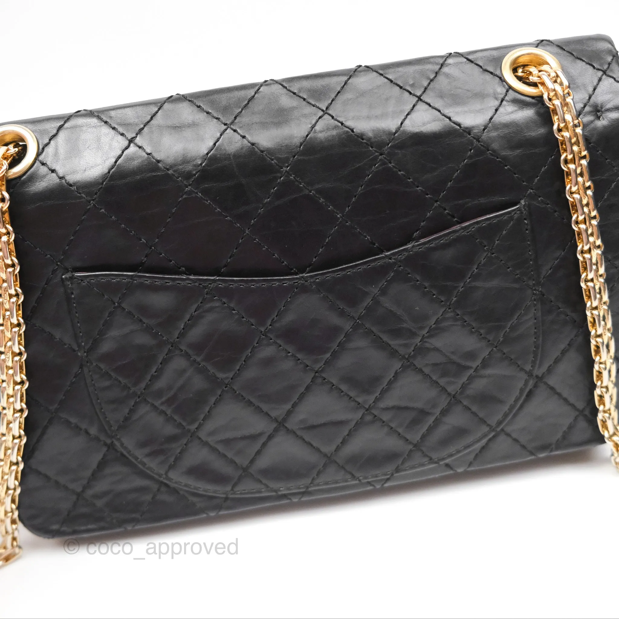 Chanel Reissue 225 Quilted Black Aged Calfskin Aged Gold Hardware