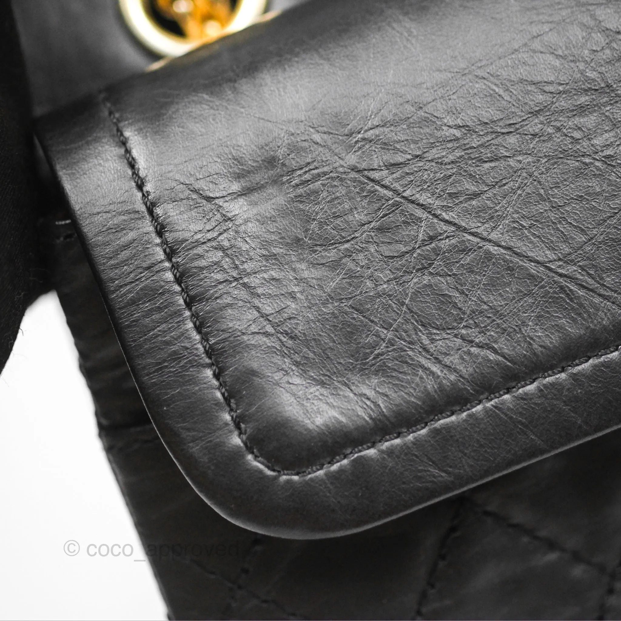 Chanel Reissue 225 Quilted Black Aged Calfskin Aged Gold Hardware