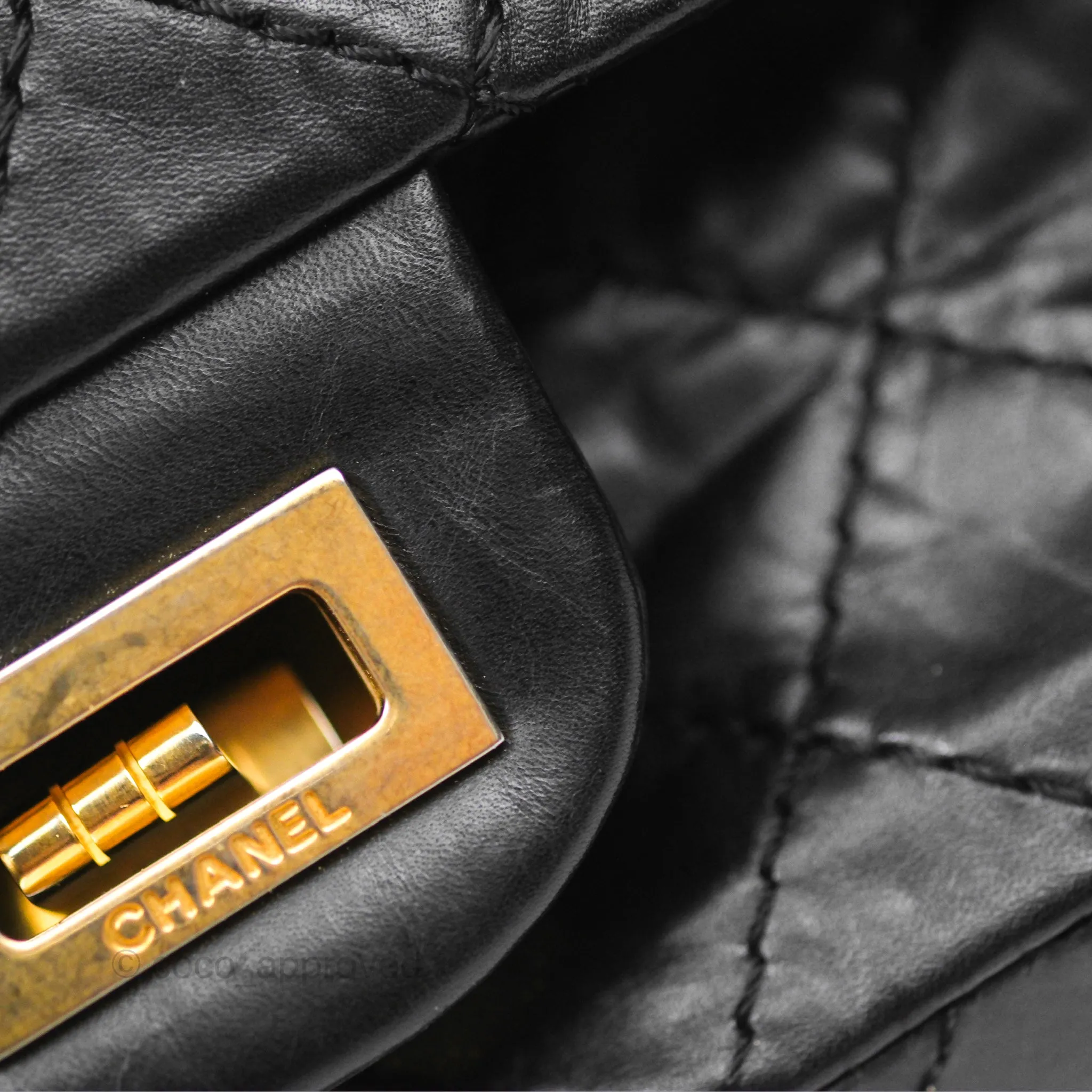 Chanel Reissue 225 Quilted Black Aged Calfskin Aged Gold Hardware
