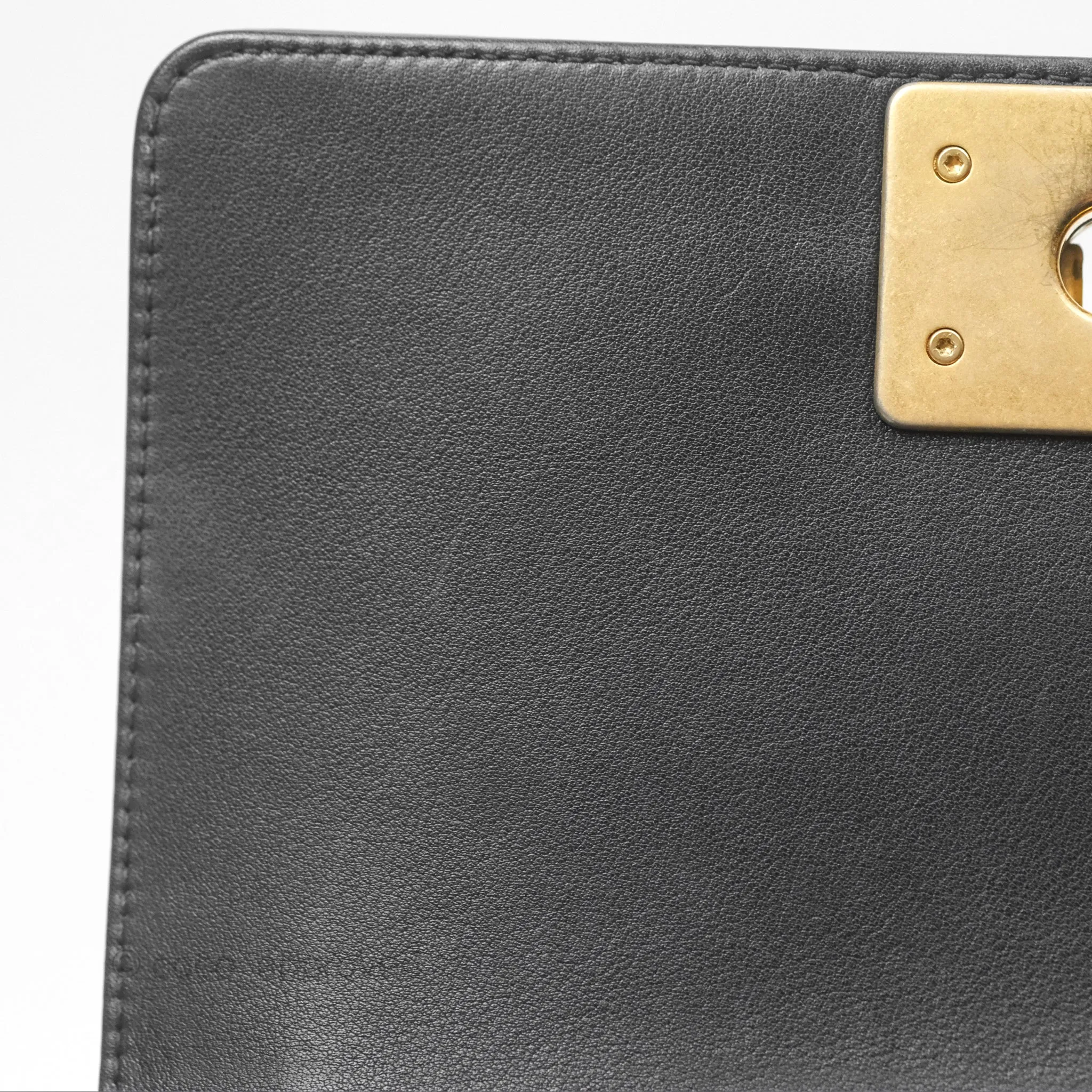 Chanel Small Boy Black Calfskin Aged Gold Hardware