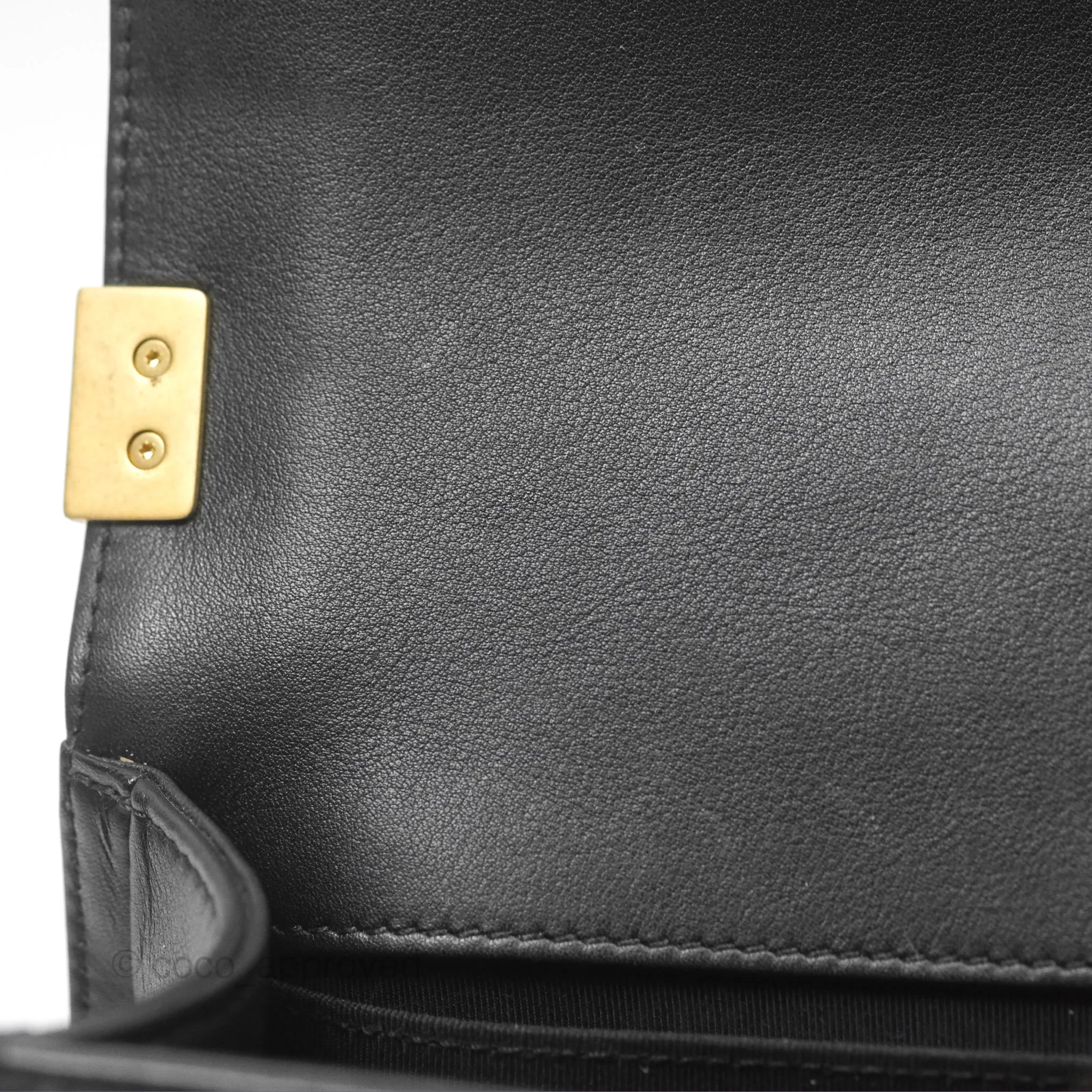 Chanel Small Boy Black Calfskin Aged Gold Hardware