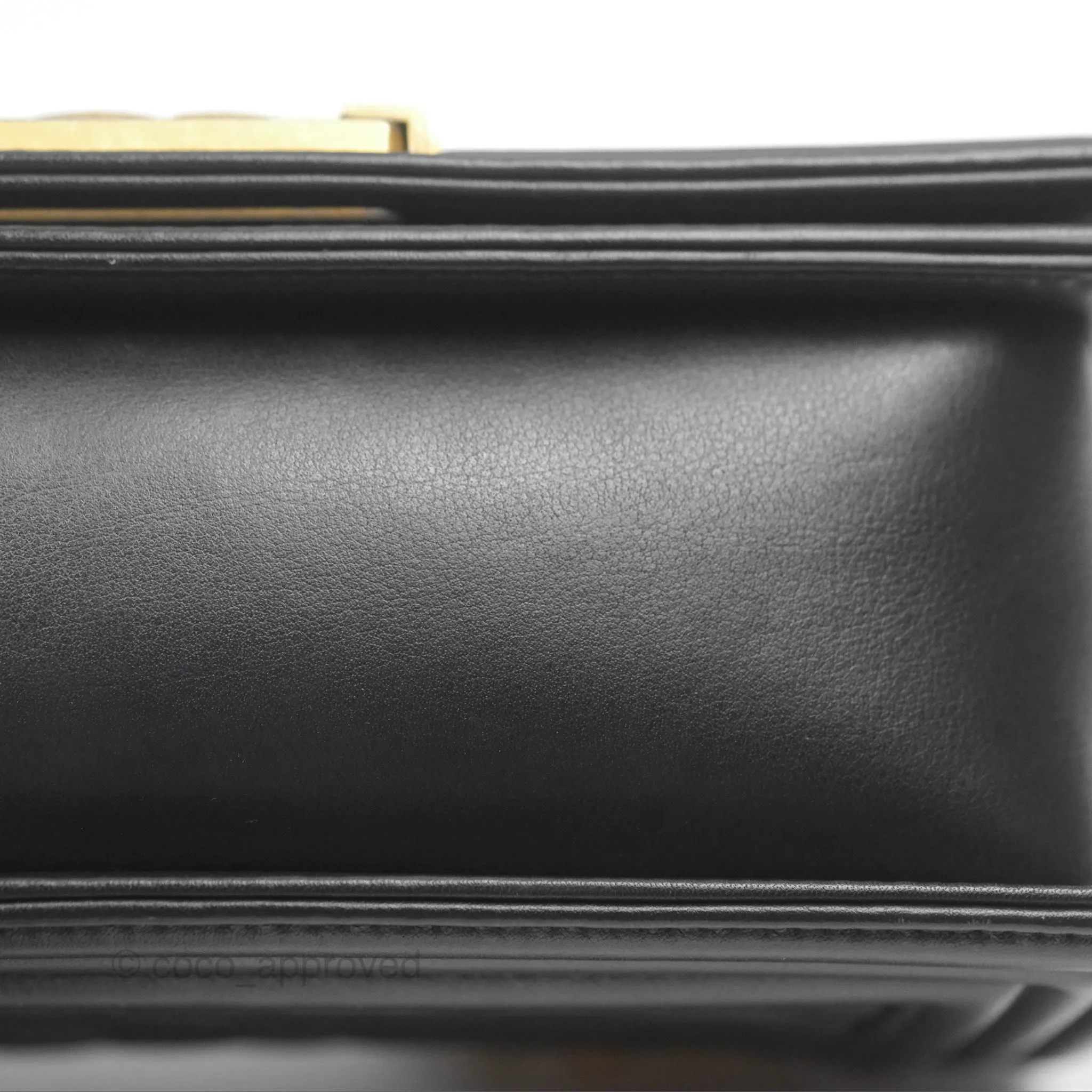 Chanel Small Boy Black Calfskin Aged Gold Hardware