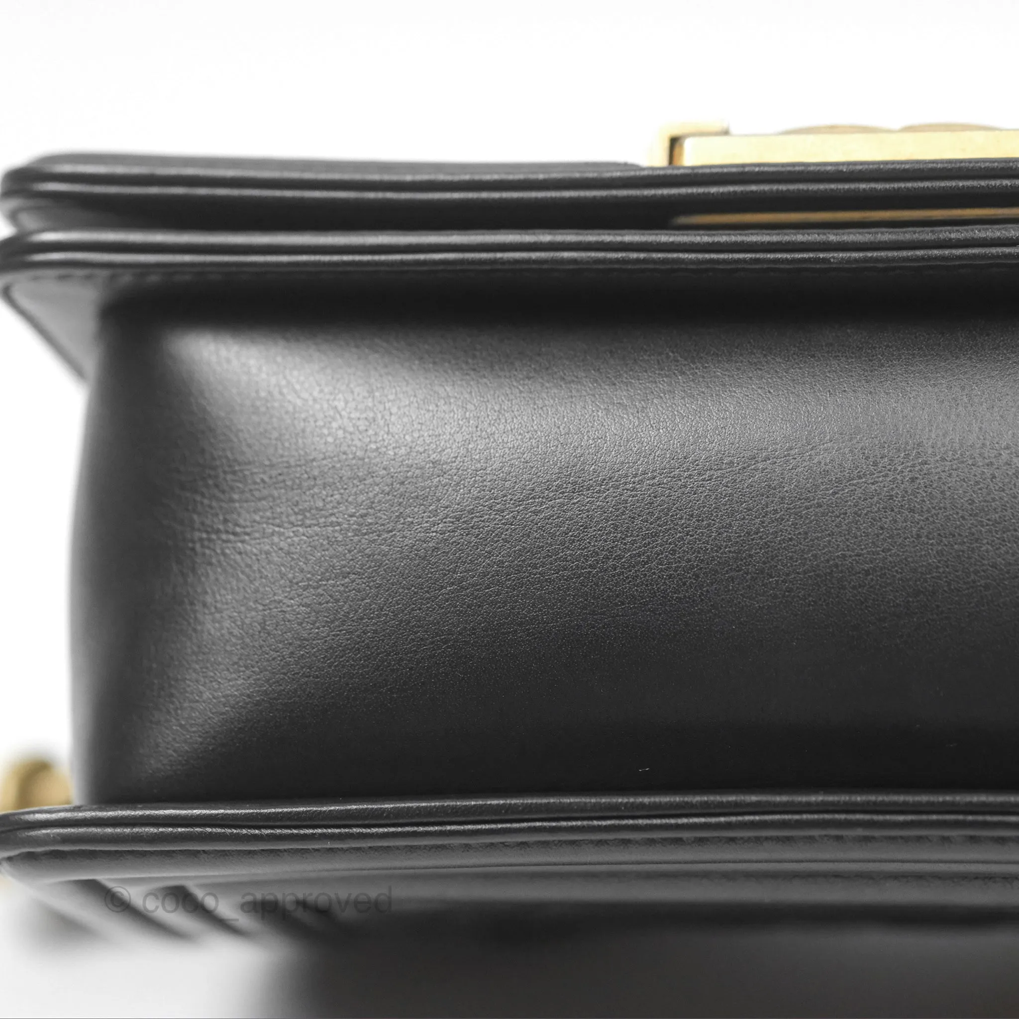 Chanel Small Boy Black Calfskin Aged Gold Hardware