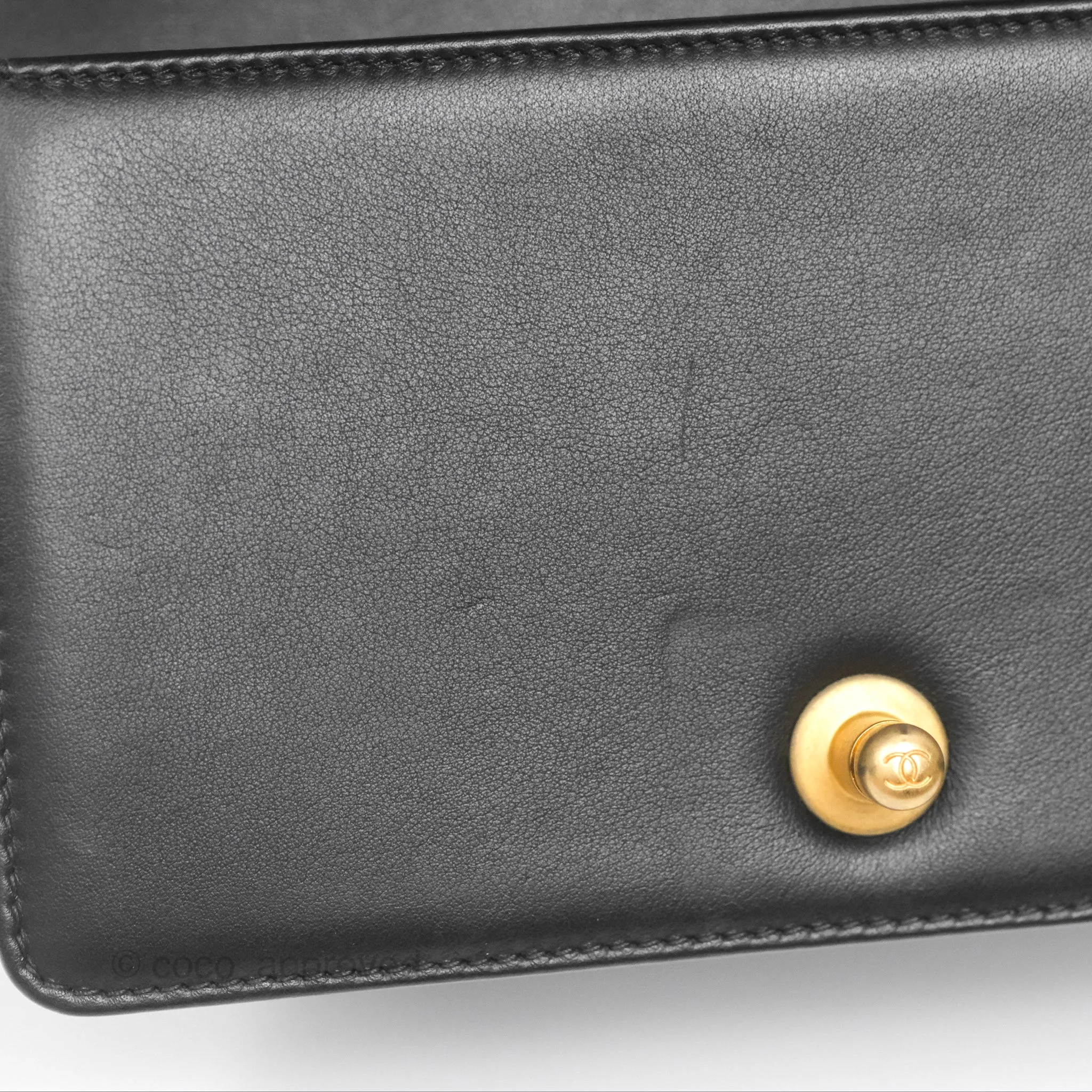Chanel Small Boy Black Calfskin Aged Gold Hardware