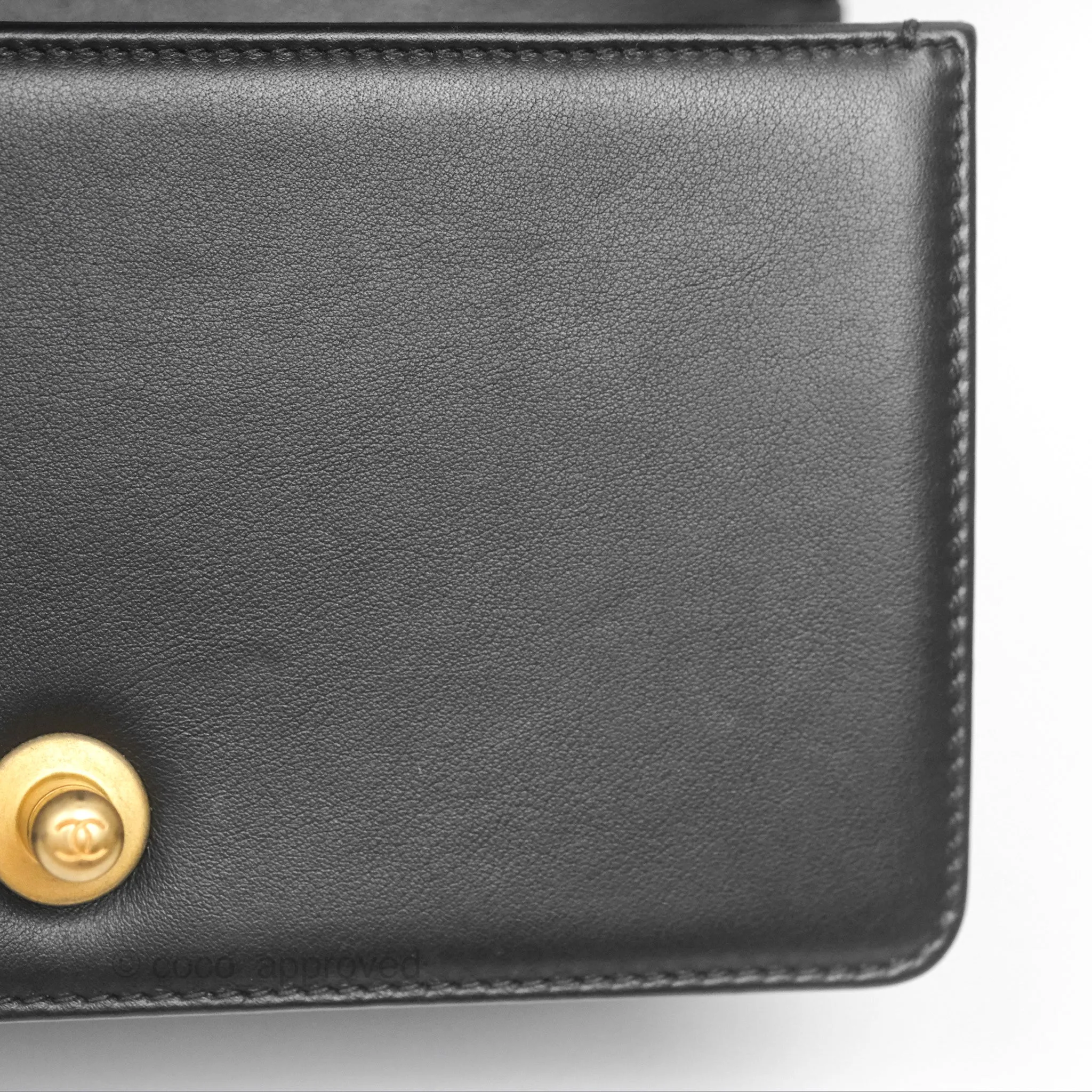 Chanel Small Boy Black Calfskin Aged Gold Hardware