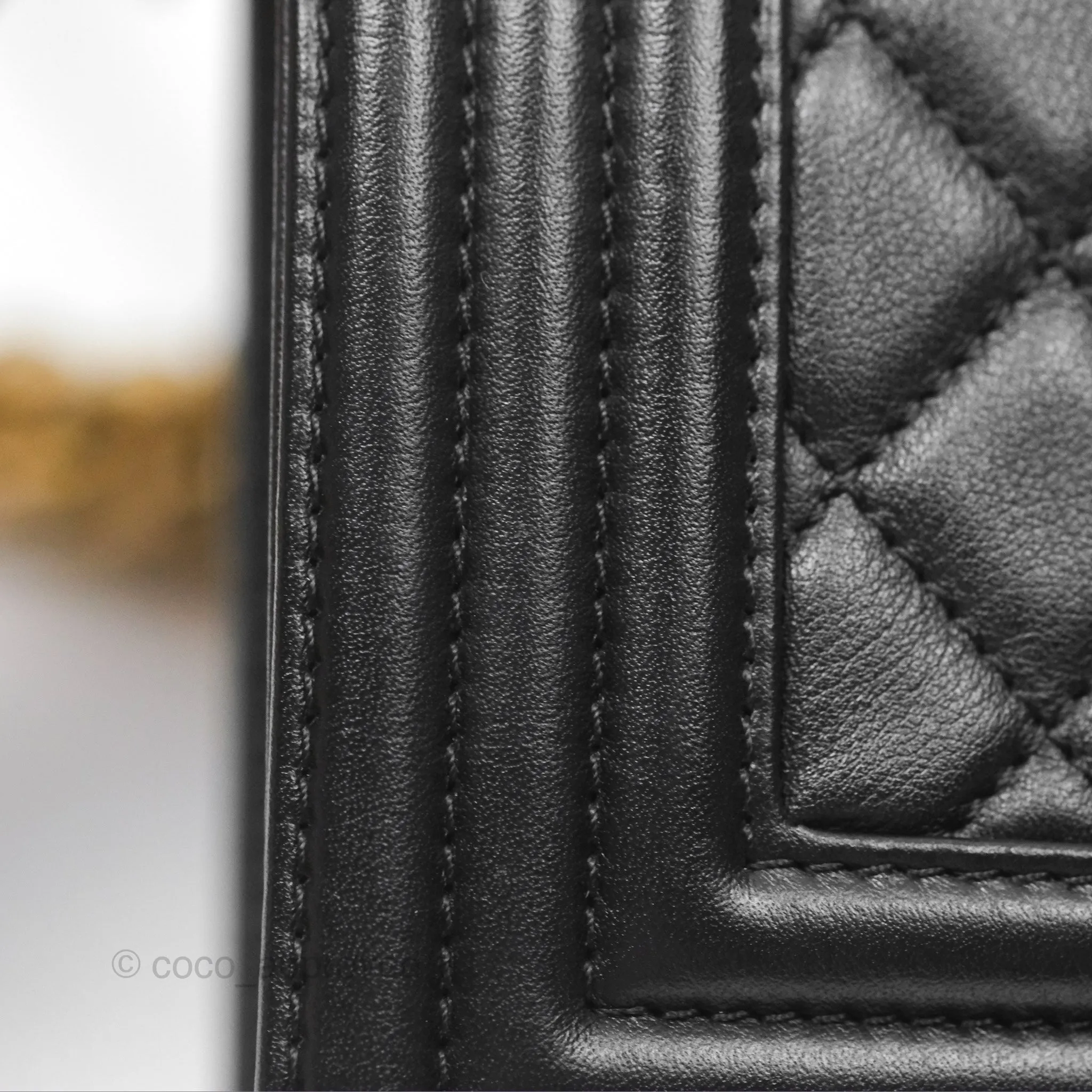 Chanel Small Boy Black Calfskin Aged Gold Hardware