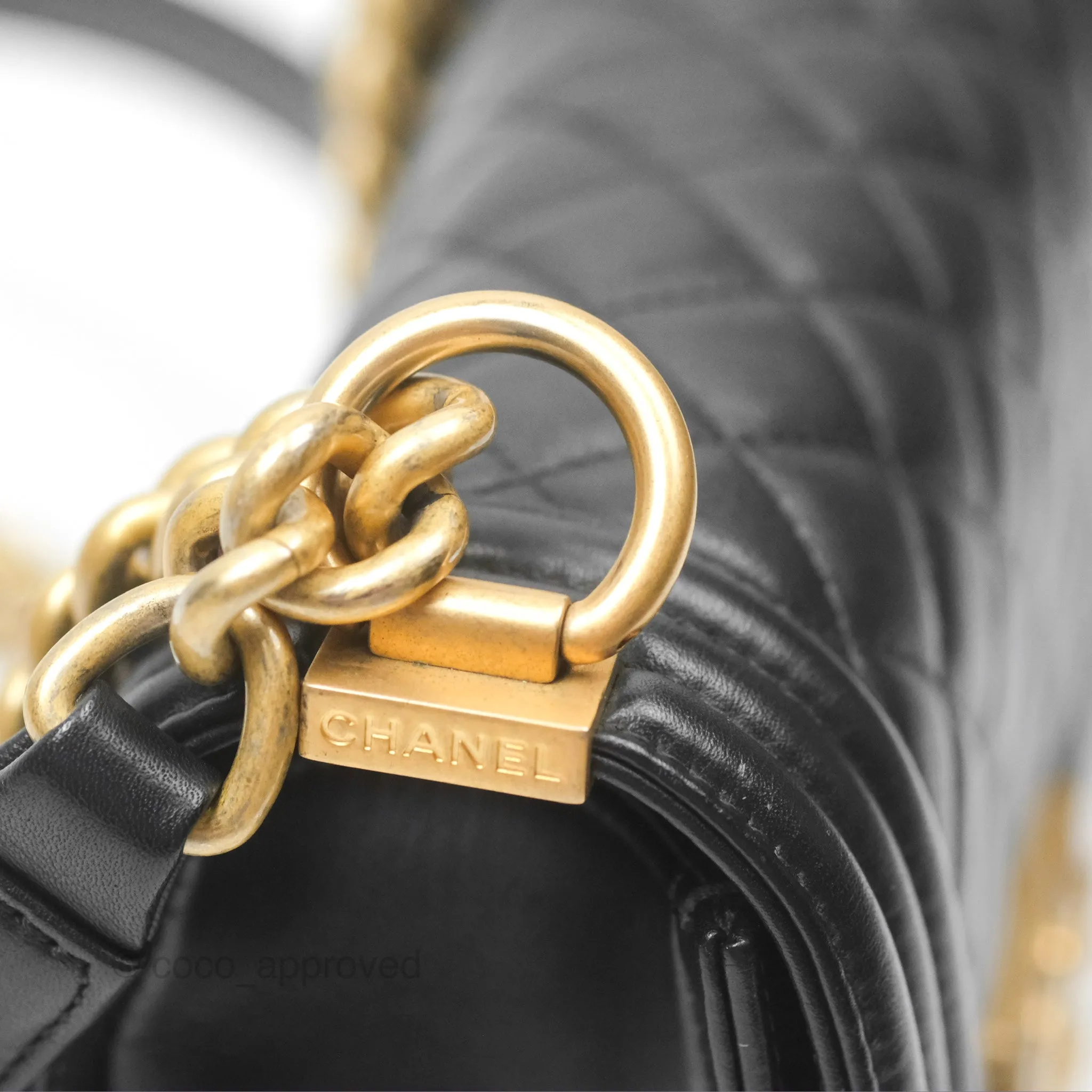 Chanel Small Boy Black Calfskin Aged Gold Hardware