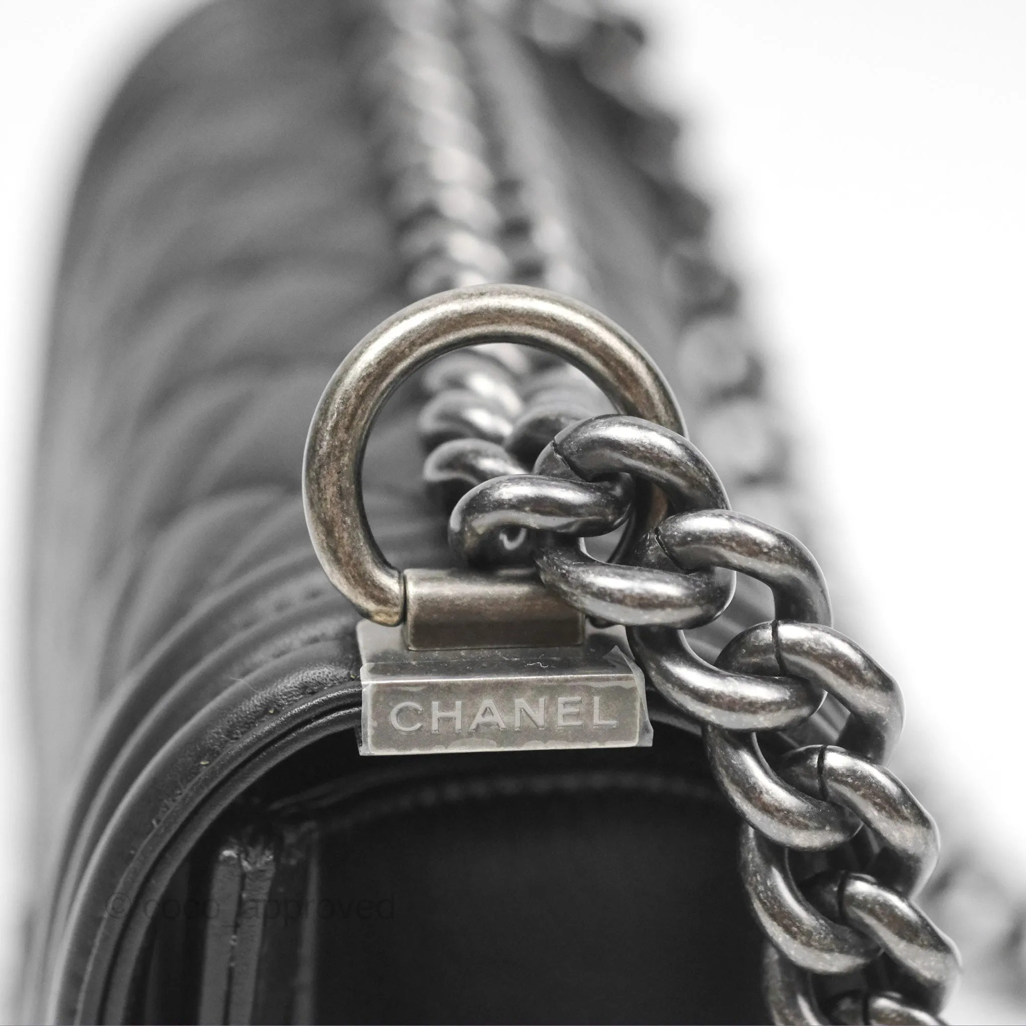 Chanel Small Boy Black Calfskin Ruthenium Hardware