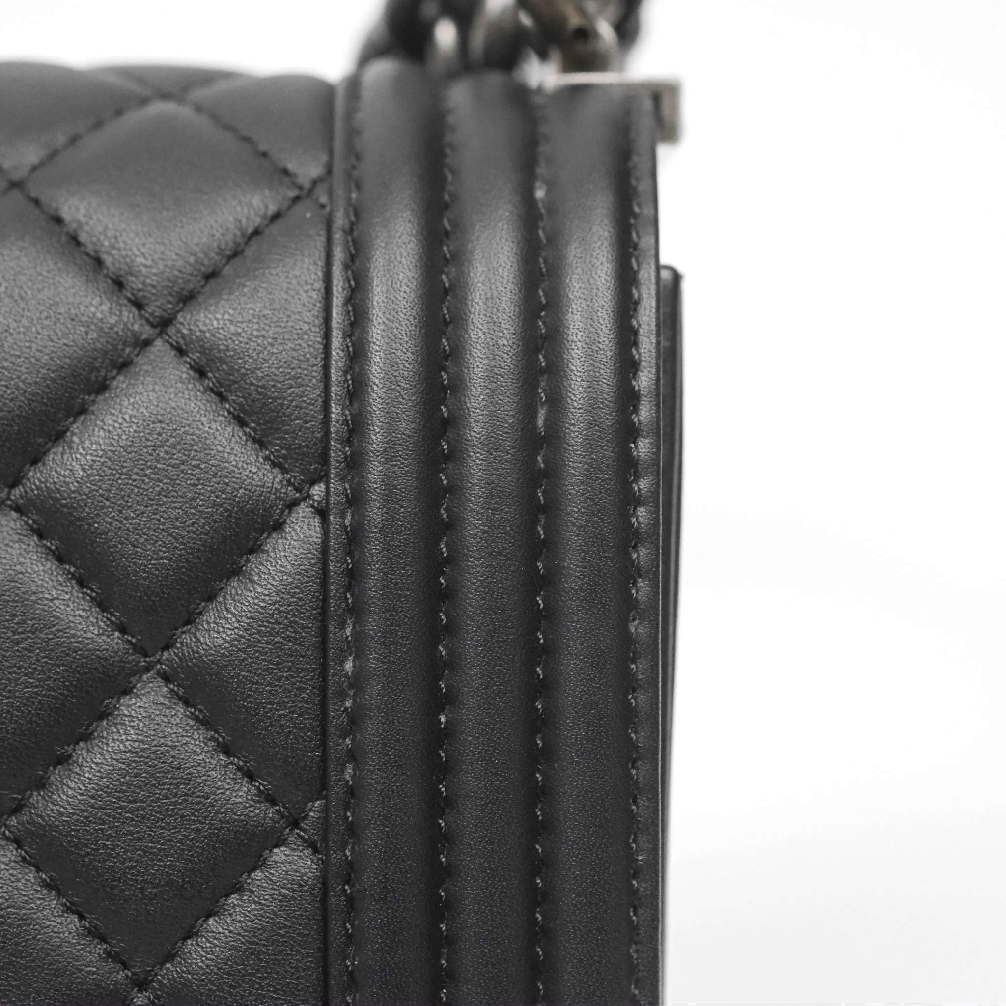Chanel Small Boy Black Calfskin Ruthenium Hardware