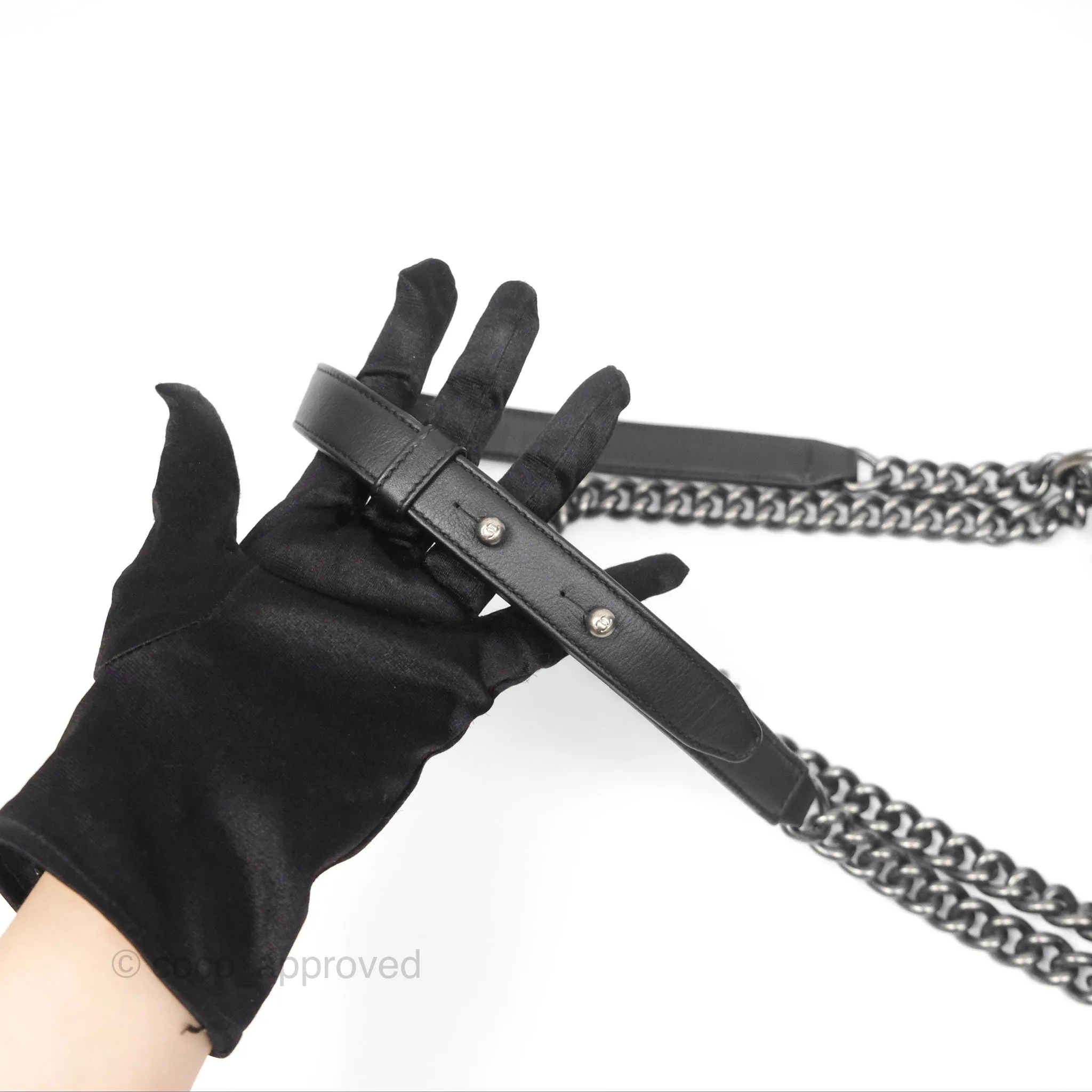 Chanel Small Boy Black Calfskin Ruthenium Hardware