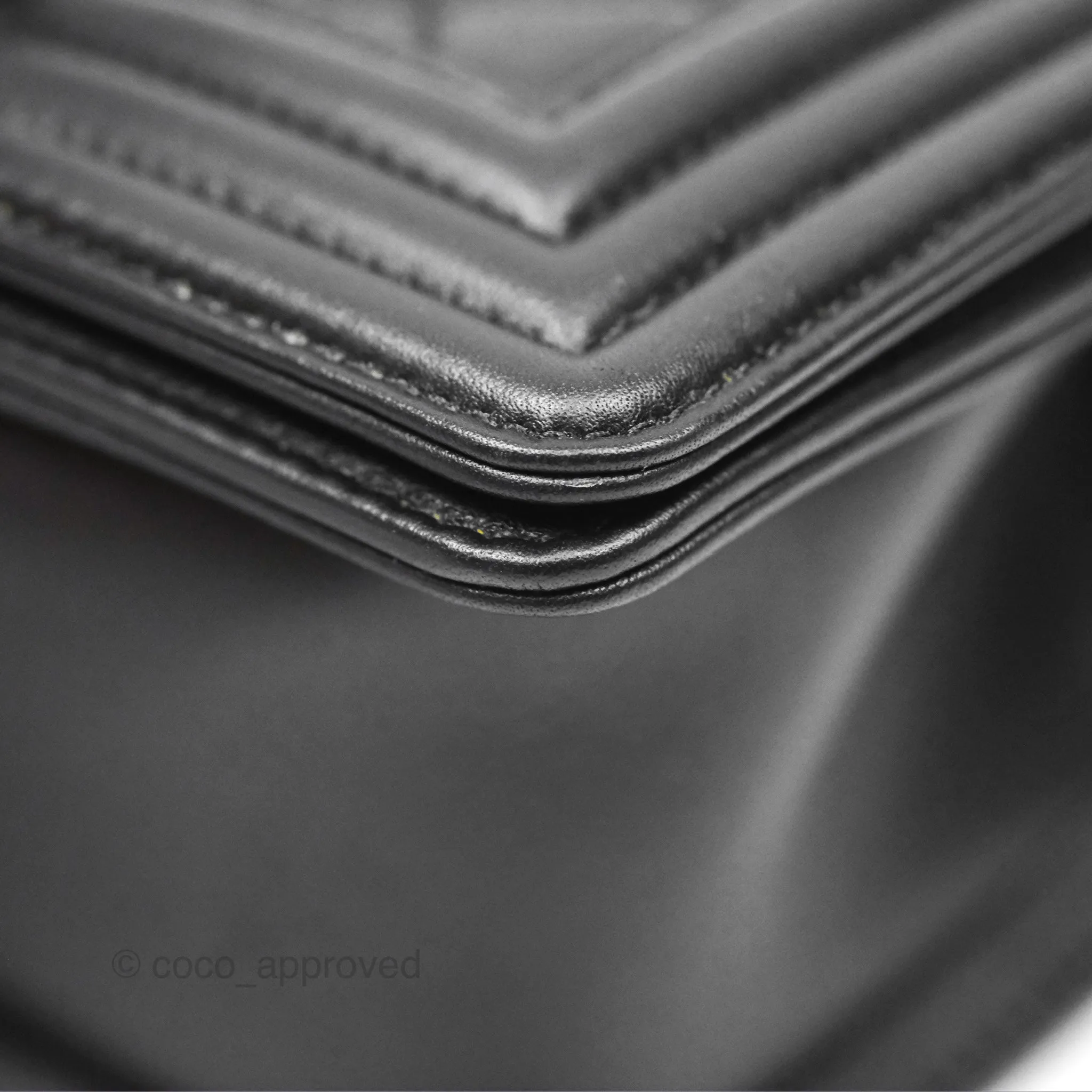 Chanel Small Boy Black Calfskin Ruthenium Hardware