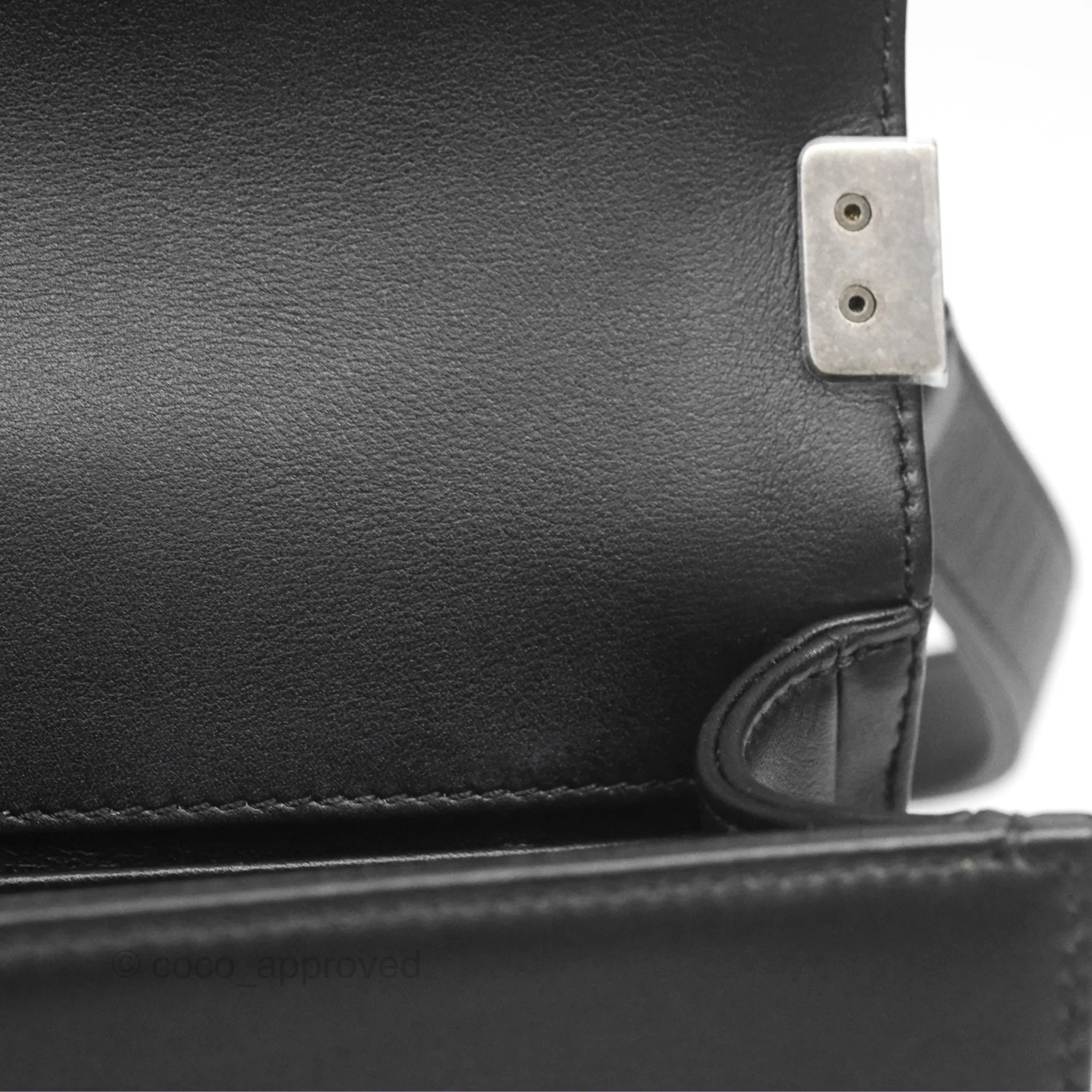 Chanel Small Boy Black Calfskin Ruthenium Hardware