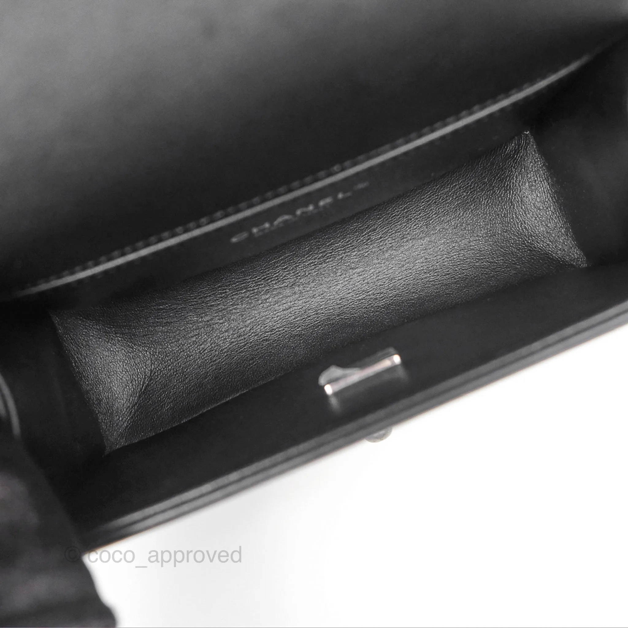 Chanel Small Boy Black Calfskin Ruthenium Hardware
