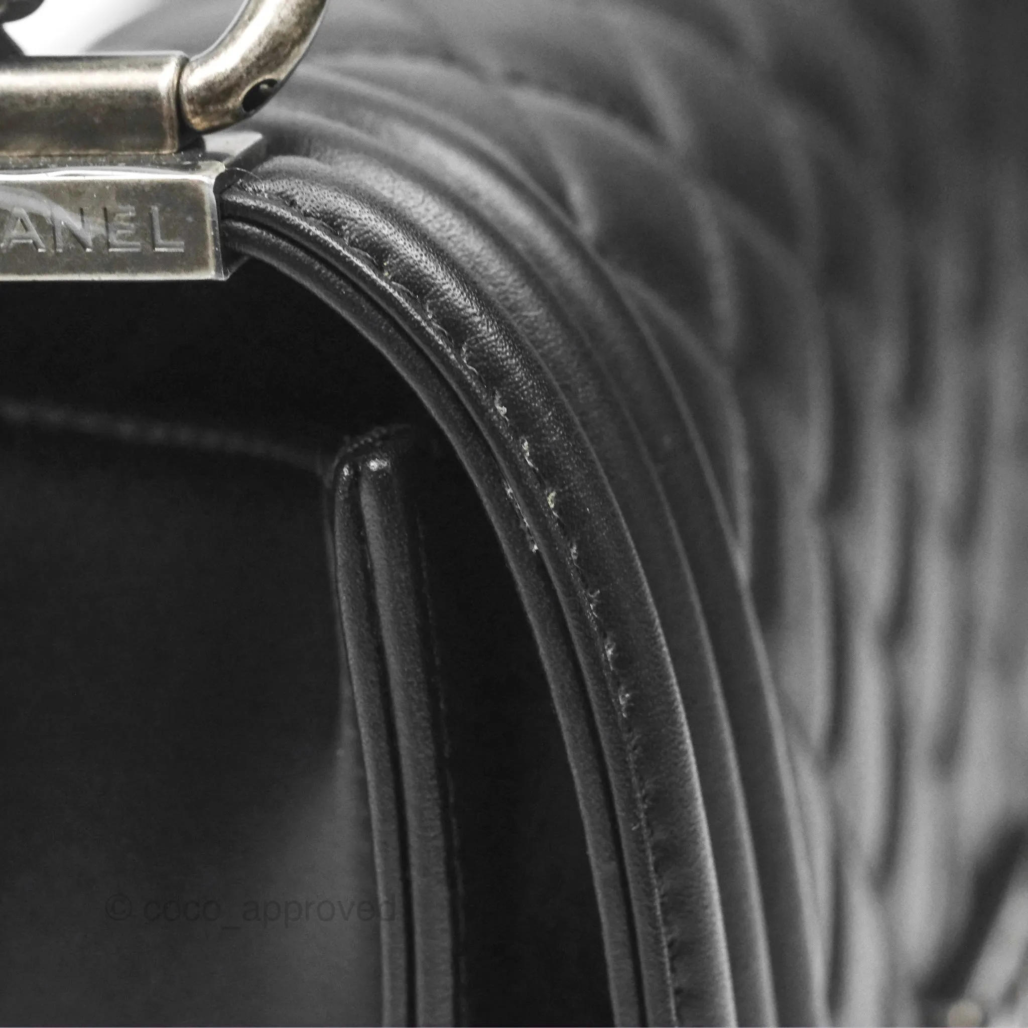 Chanel Small Boy Black Calfskin Ruthenium Hardware