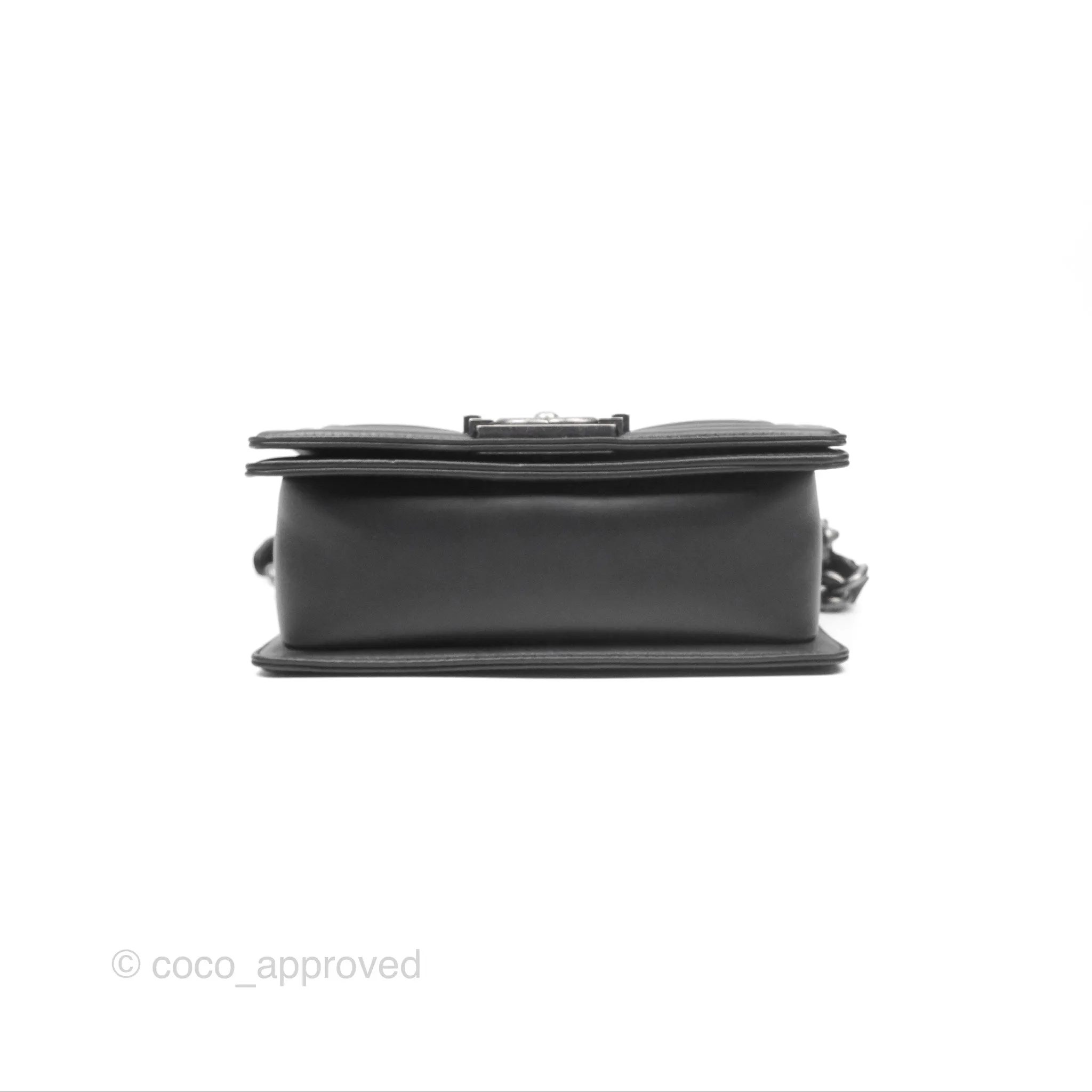 Chanel Small Boy Black Calfskin Ruthenium Hardware