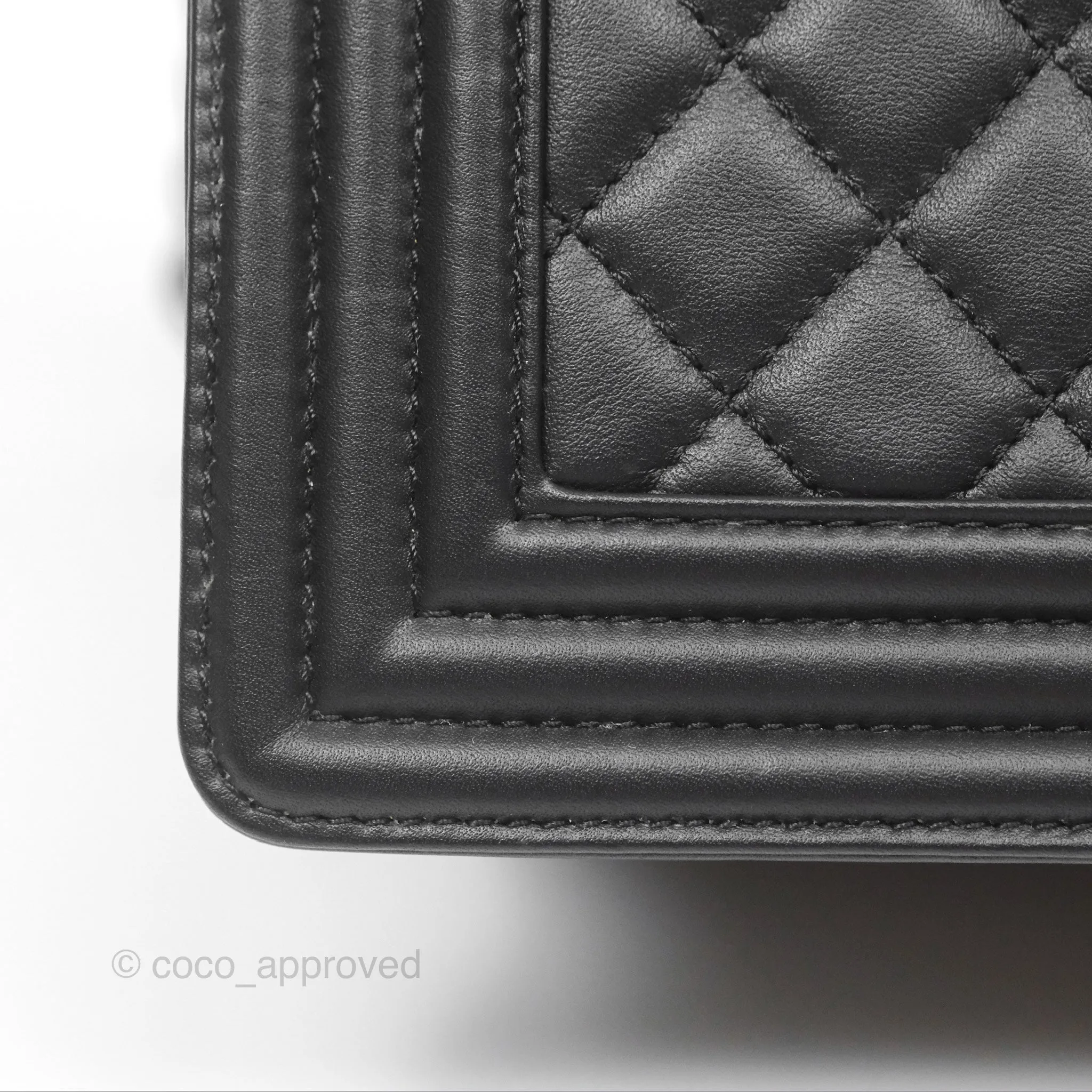 Chanel Small Boy Black Calfskin Ruthenium Hardware